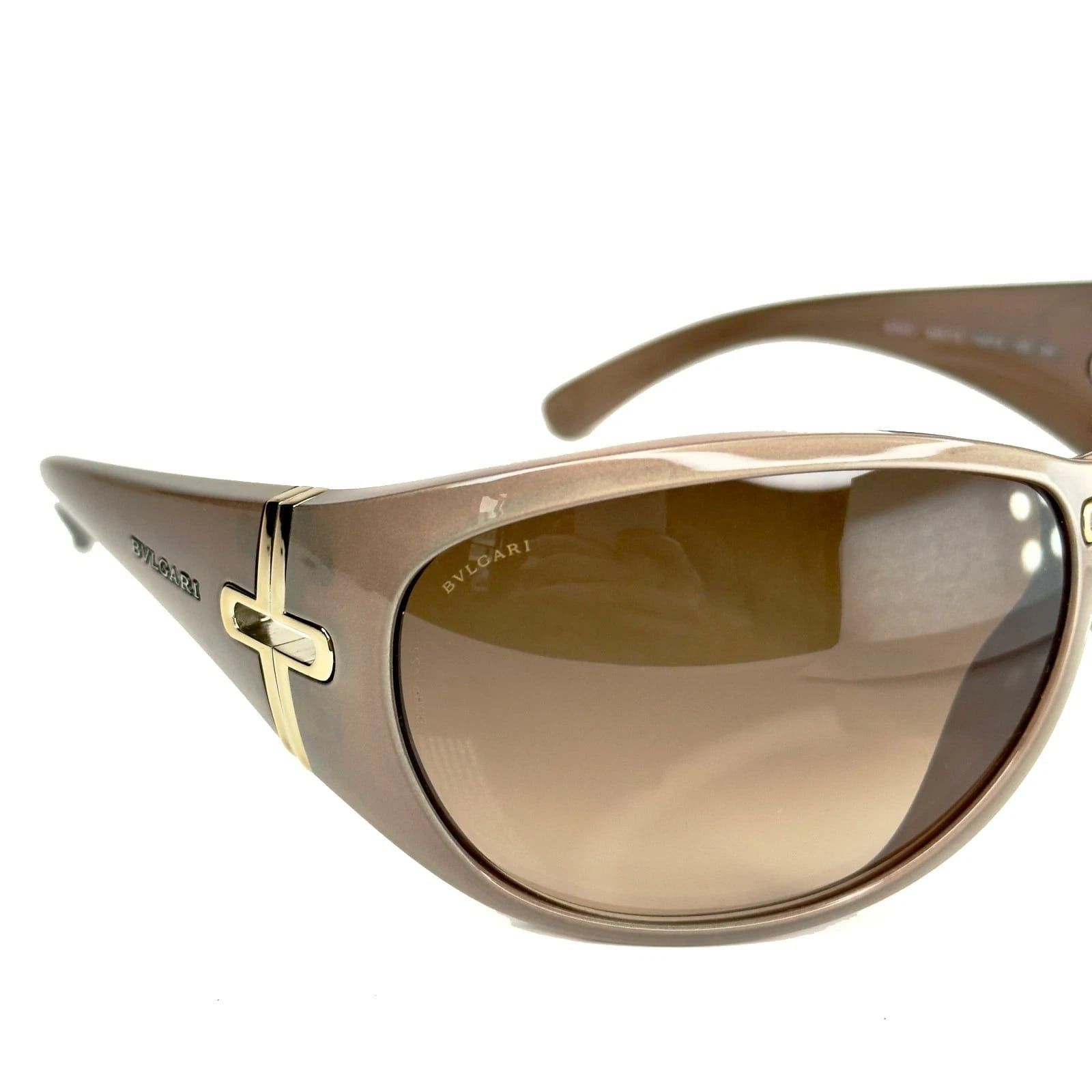 Bvlgari BVLGARI BV8040S 8040 Brown Gold Pearl Wrap Mask Sunglasses Size ONE SIZE - 4 Thumbnail