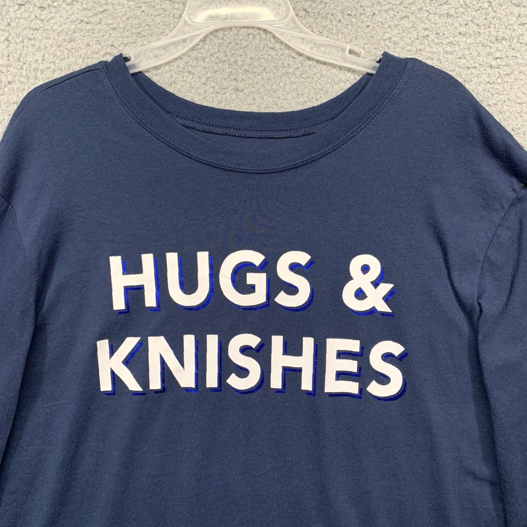 X-LARGE Zoe + Liv T-Shirt XL Long Sleeve Navy Blue White Hugs & Knishes NWT Size XL / US 12-14 / IT 48-50 - 2 Thumbnail