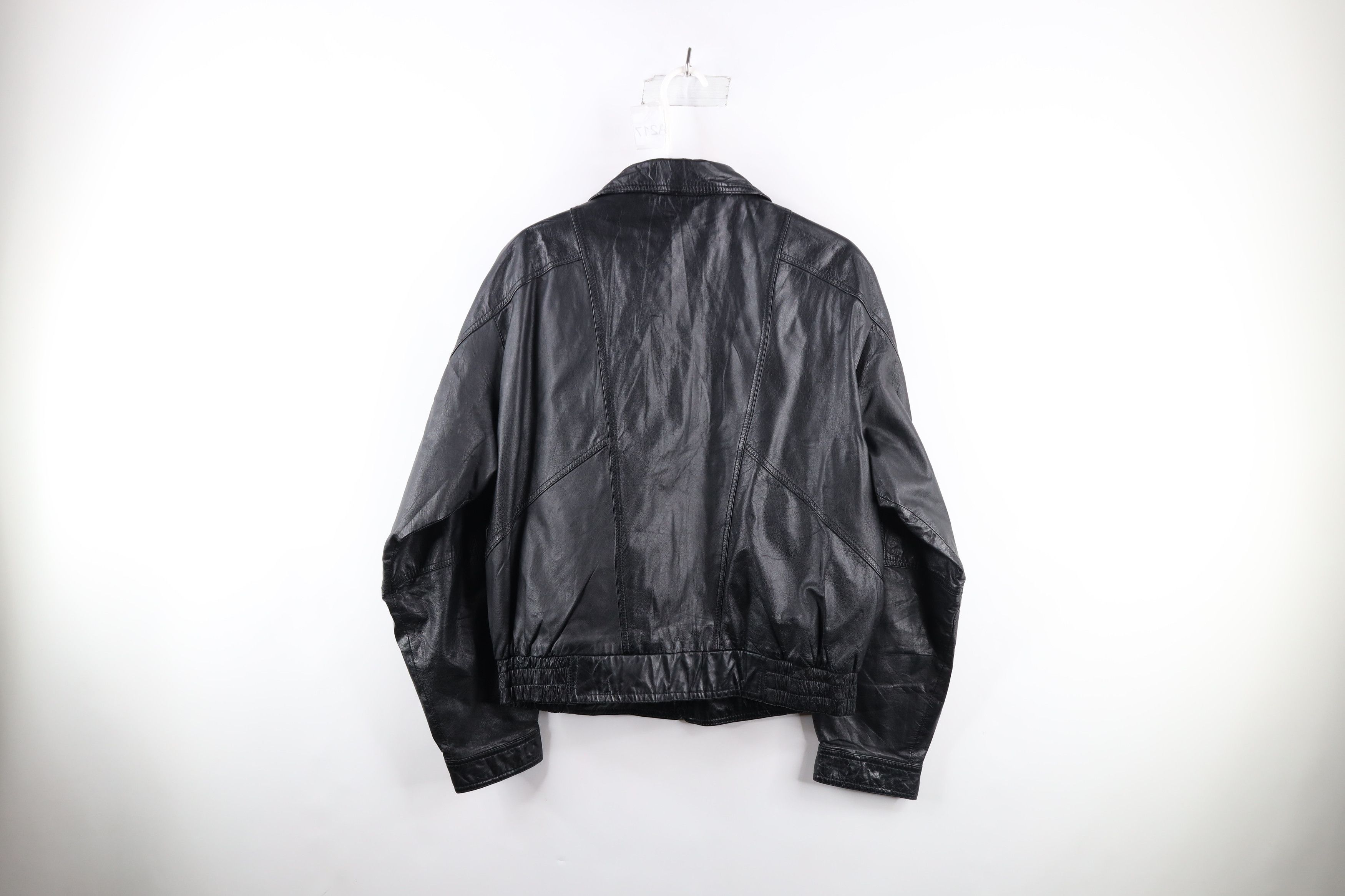 Vintage Vintage 90s Streetwear Leather Full Zip Bomber Jacket Black Size US L / EU 52-54 / 3 - 18 Thumbnail