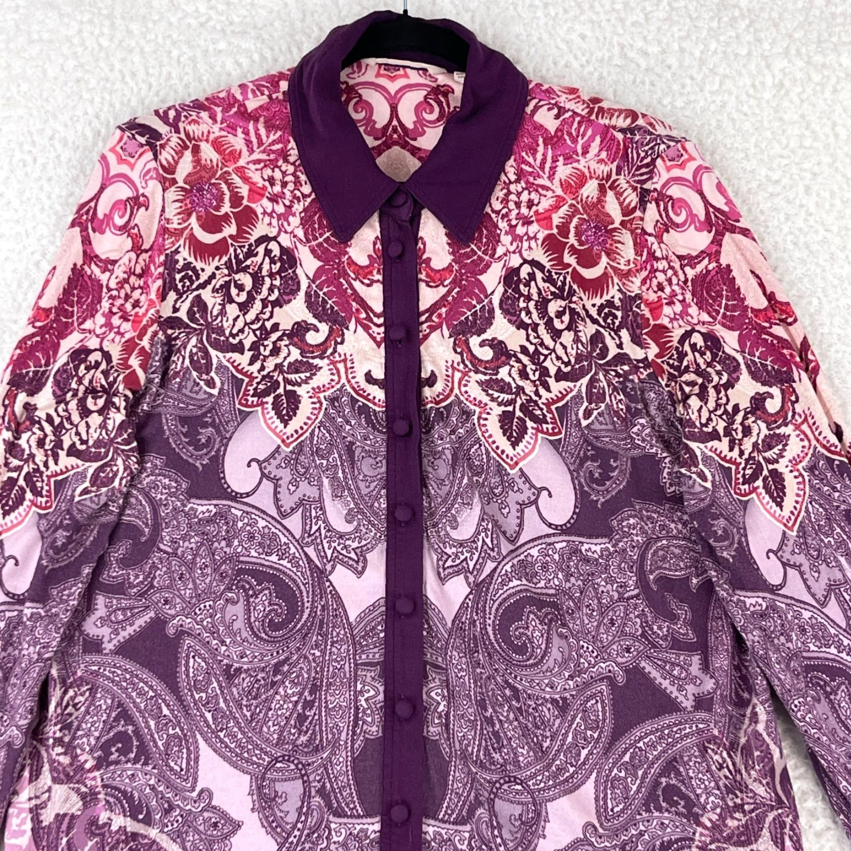 Soft Surroundings Soft Surroundings Seraphina Paisley Button-Up Shirt Womens Medium Purple Size M / US 6-8 / IT 42-44 - 2 Thumbnail