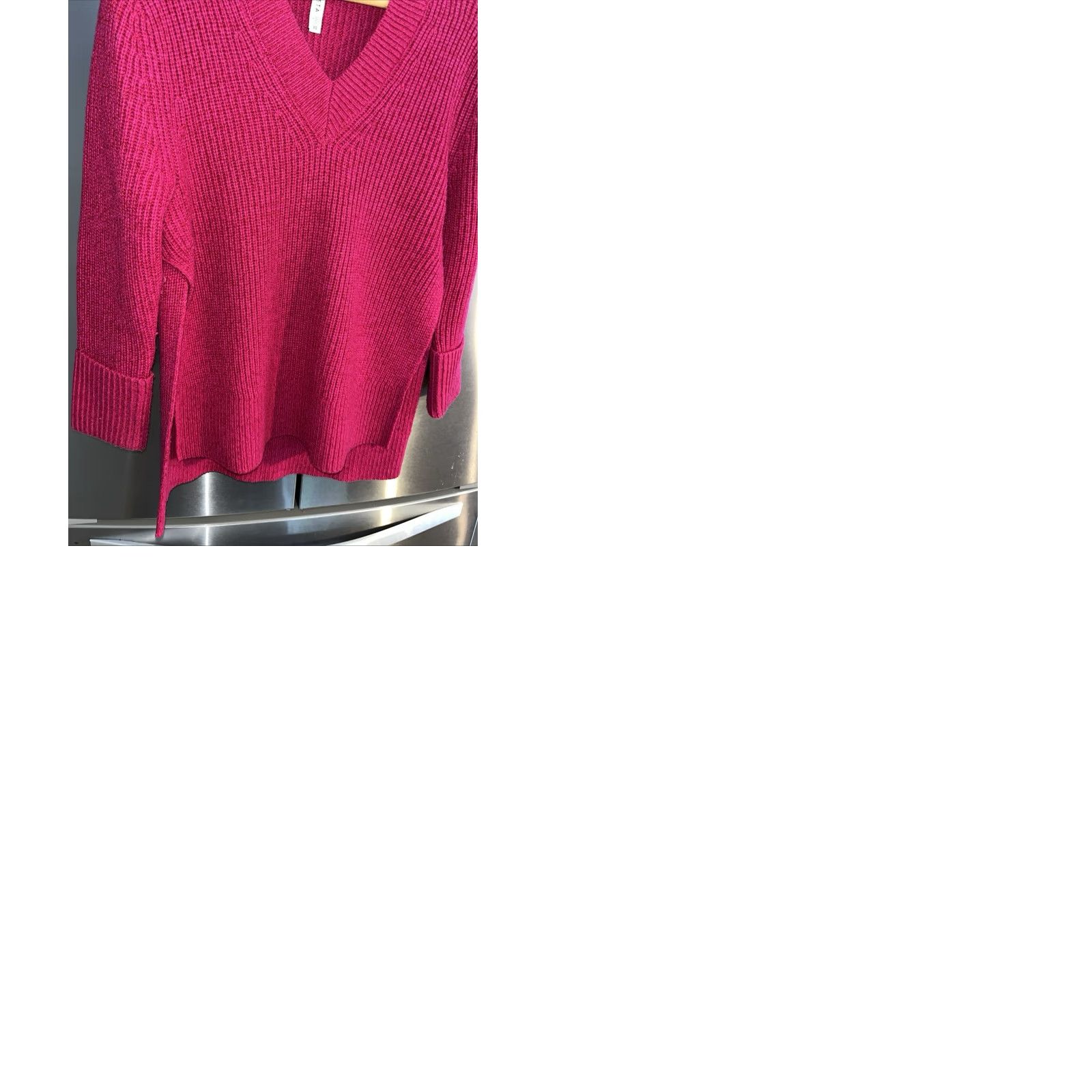 Athleta Athleta Sweater Women XS V-Neck HOT PINK Chunky Knit Wool VISCOSE Nylon Split Sides Size XS / US 0-2 / IT 36-38 - 9 Thumbnail