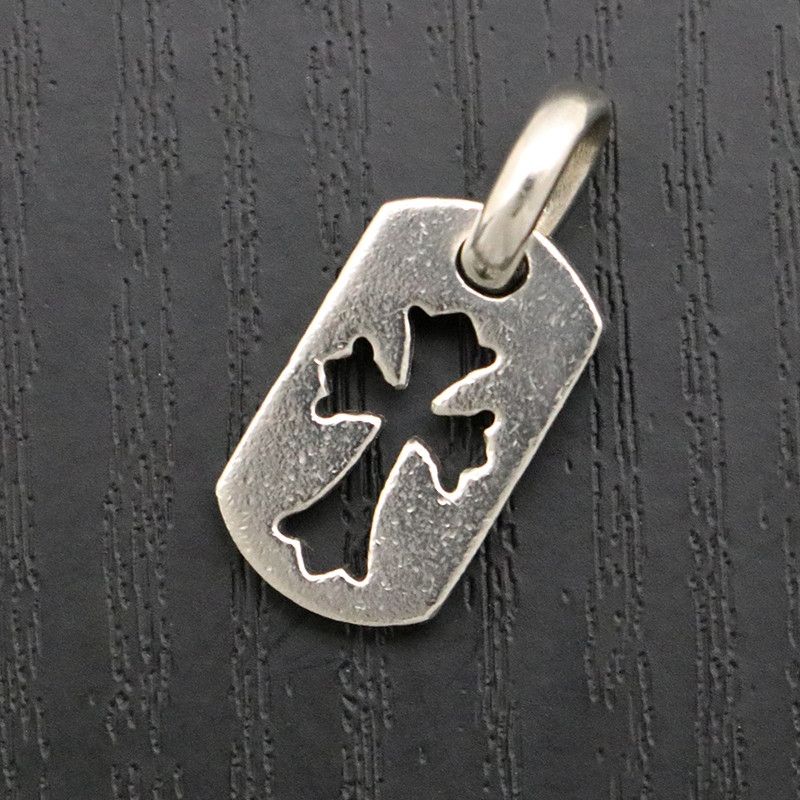image of Chrome Hearts Cutout Cross Dog Tag in Silver, Men's