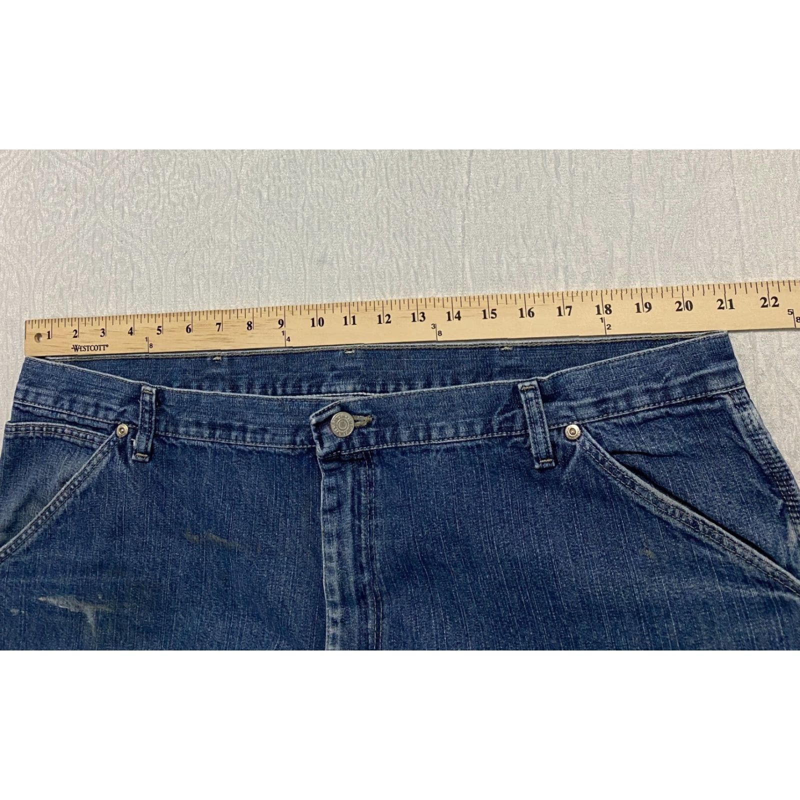 Wrangler Wrangler Mens Carpenter Jeans Size 42×30 Blue Straight Wide Leg Jeans Size US 42 / EU 58 - 6 Thumbnail