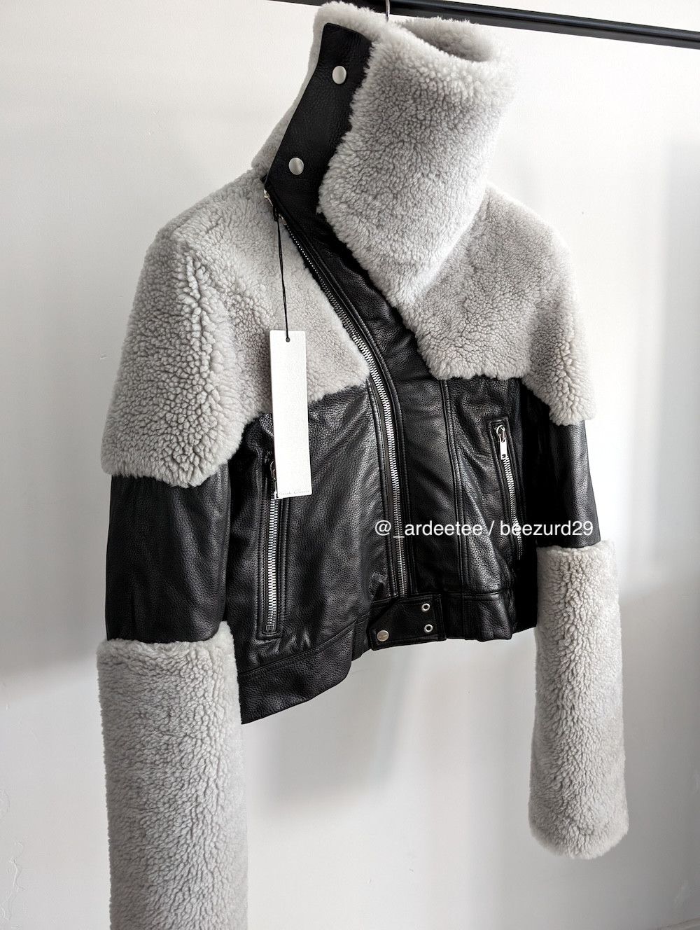 Rick Owens 💥*NEW* KEITH SHEARLING JACKET PERFORMA/STROBE BLACK/PEARL Size US M / EU 48-50 / 2 - 5 Thumbnail