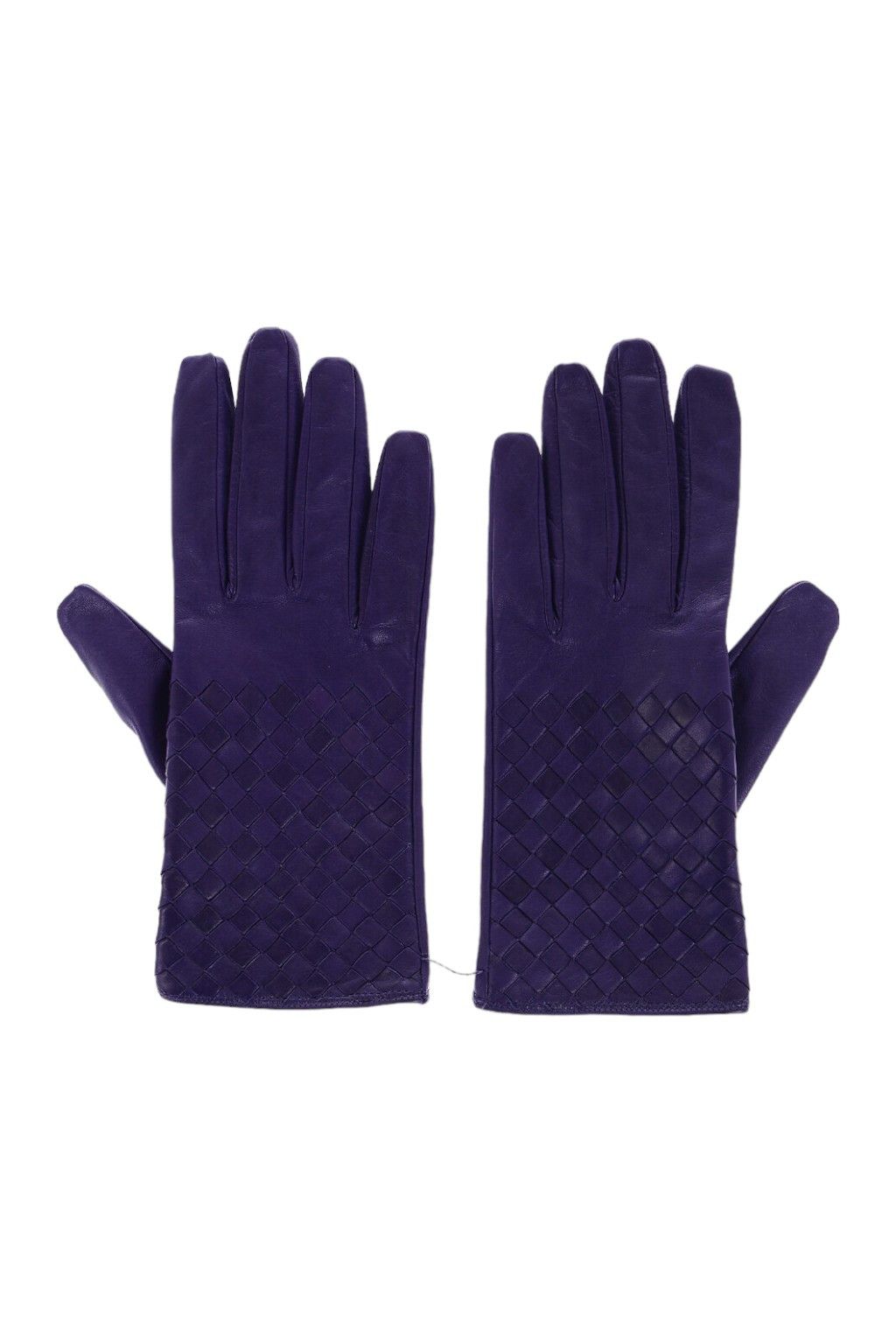 image of Bottega Veneta Braided Leather Gloves Purple, Men's