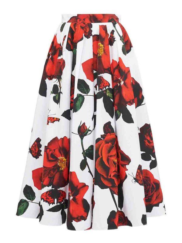 o1srvl11e0326 Pleated Midi Skirt in Multicolor