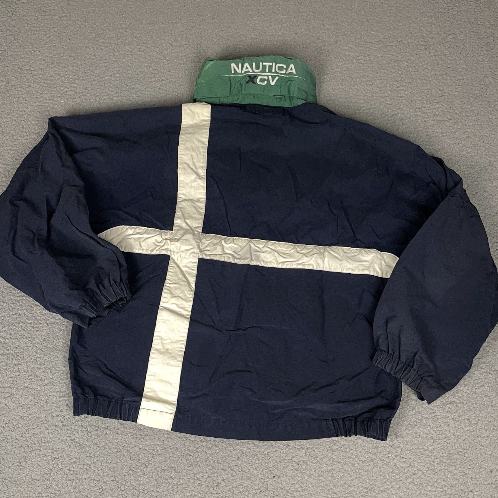 Nautica VINTAGE Nautica Jacket Mens L Blue Bomber Full Zip Hooded Retro Distressed L Size US L / EU 52-54 / 3 - 5 Thumbnail