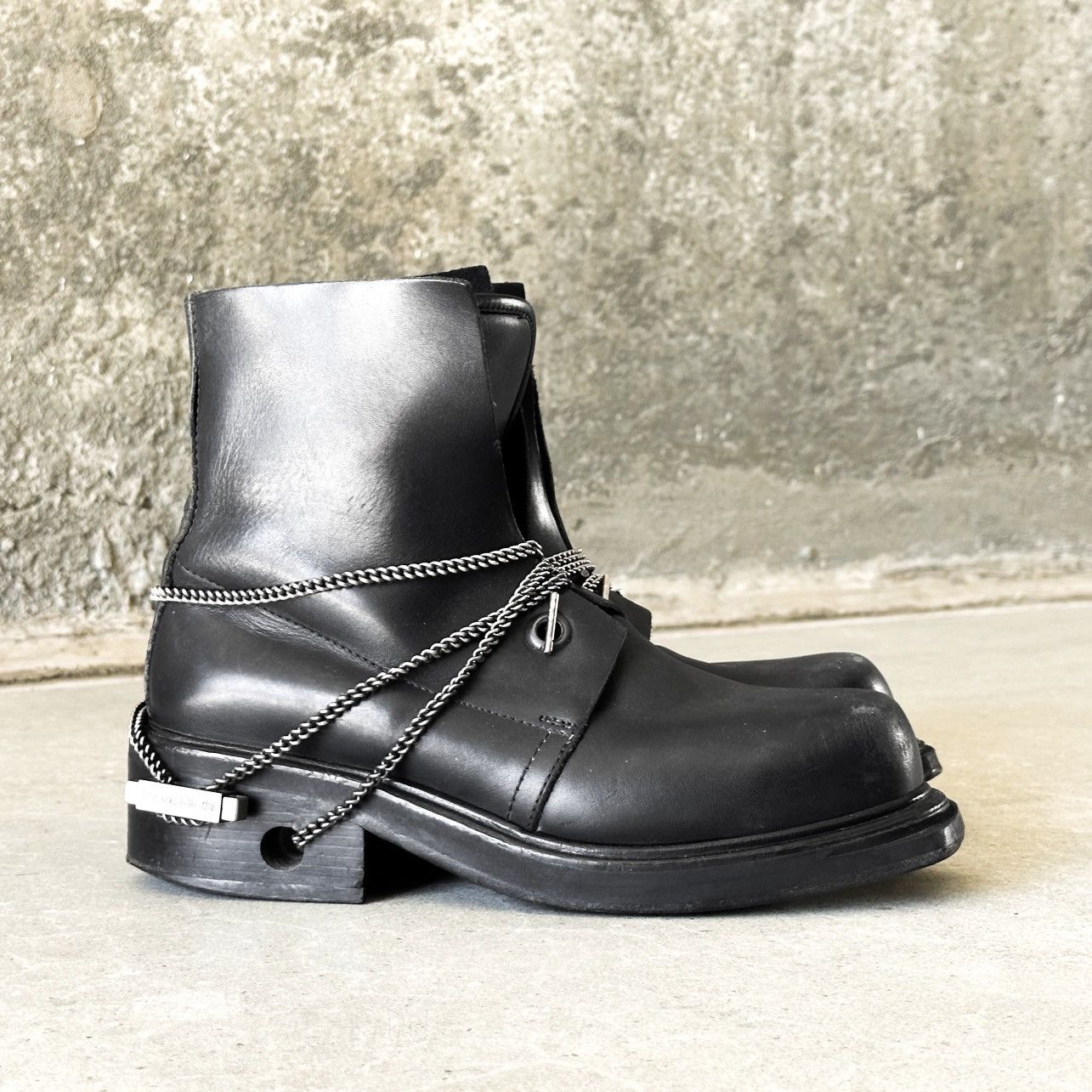 Dirk Bikkembergs 90s ‘Bungee’ Metal Chain Heel Laced Boots Size US 7.5 / EU 40-41 - 4 Thumbnail