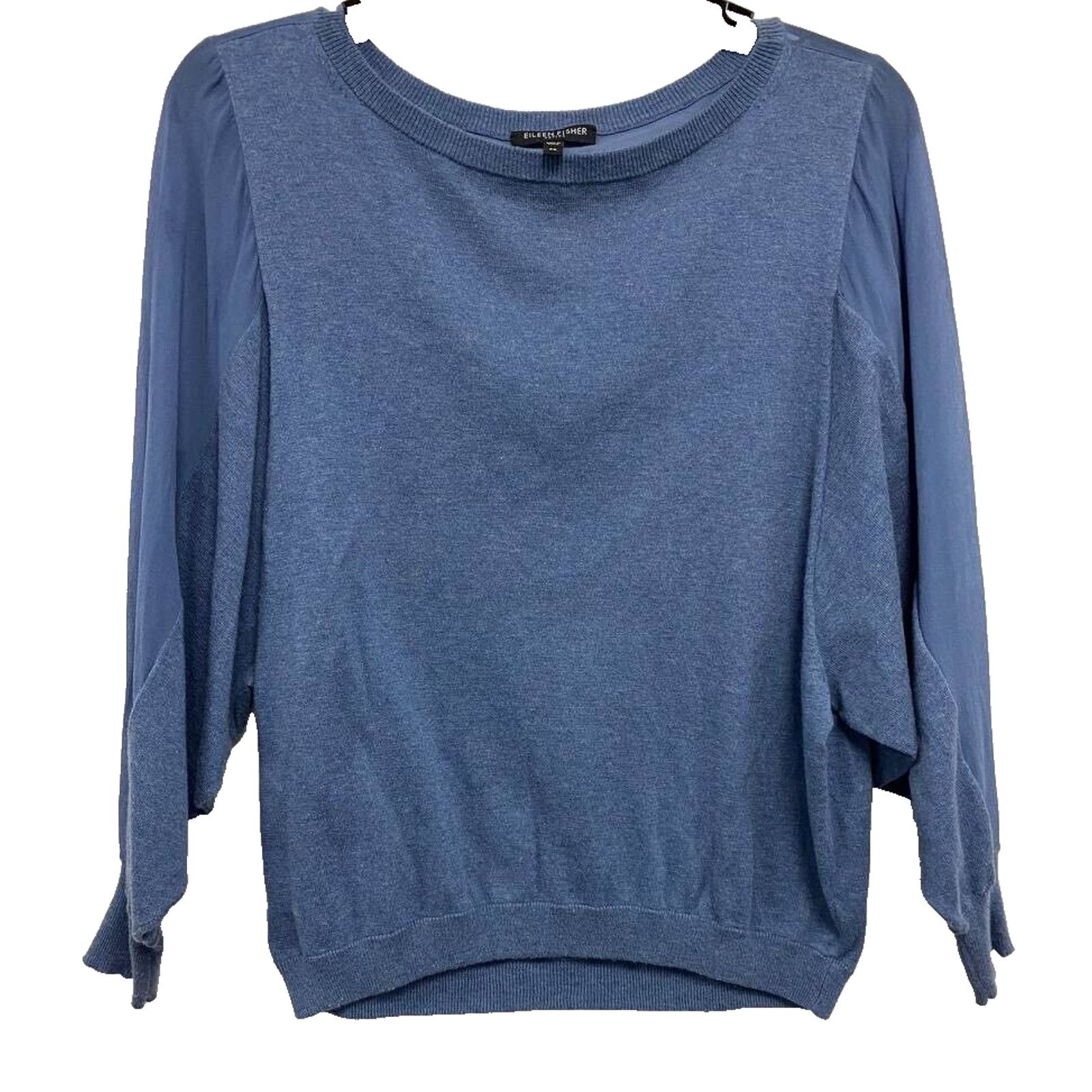 Eileen Fisher Eileen Fisher Blouse top Blue Round Neck Silk Pet S A000701 Size S / US 4 / IT 40 - 1 Thumbnail