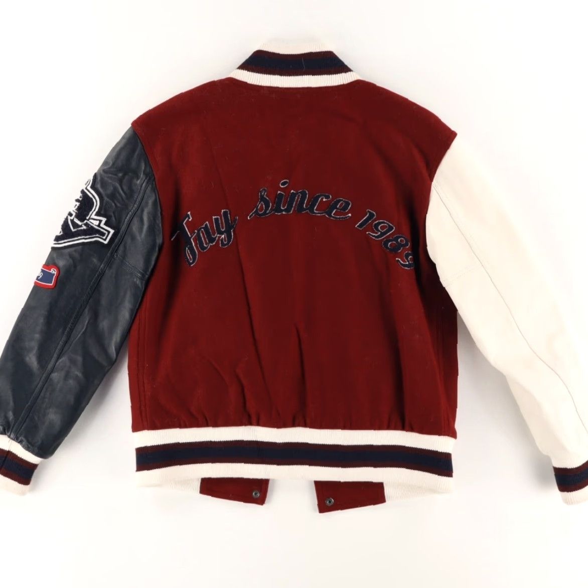 Fay Fay Baseball Wool Leather Varsity Colorblock Long Sleeve Jacket Red Women's S Shirt Size S / US 4 / IT 40 - 4 Thumbnail