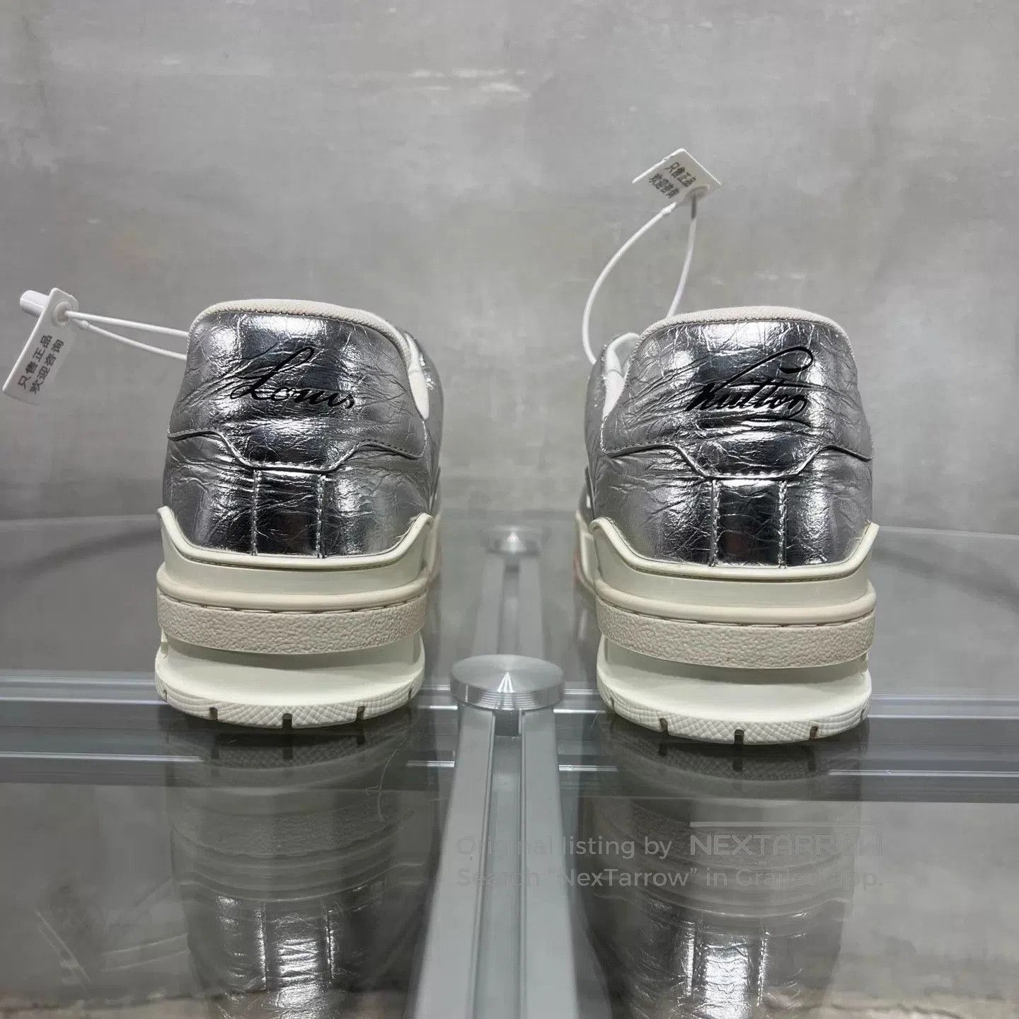 Louis Vuitton Silver Low-Top Sneakers Size 9. Size US 9 / EU 42 - 6 Thumbnail