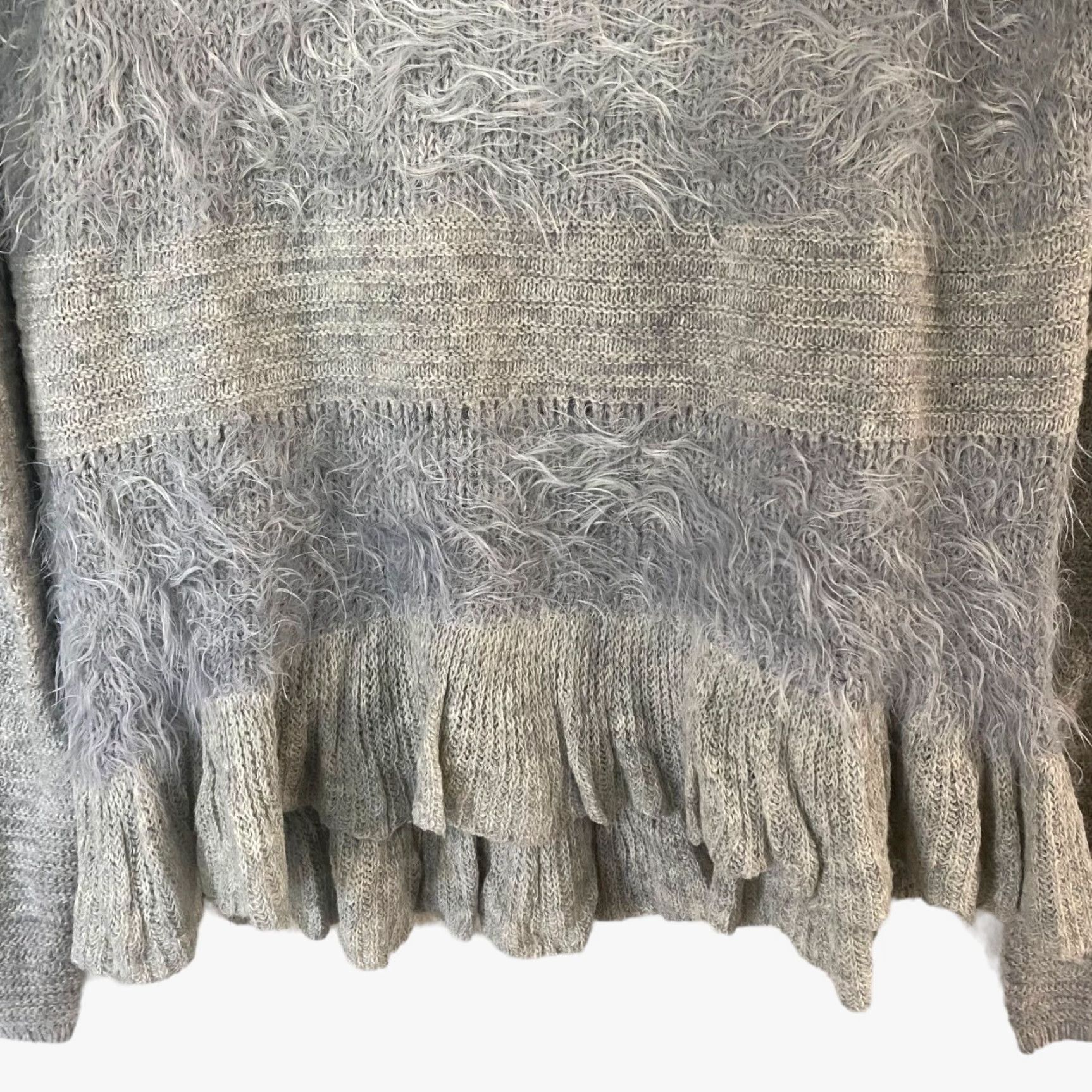 Anthropologie VINTAGE Anthropologie Sleeping On Snow Ruffled Nuvola Sweater Women XL Gray Wool Pullover 90s Size XL / US 12-14 / IT 48-50 - 6 Thumbnail