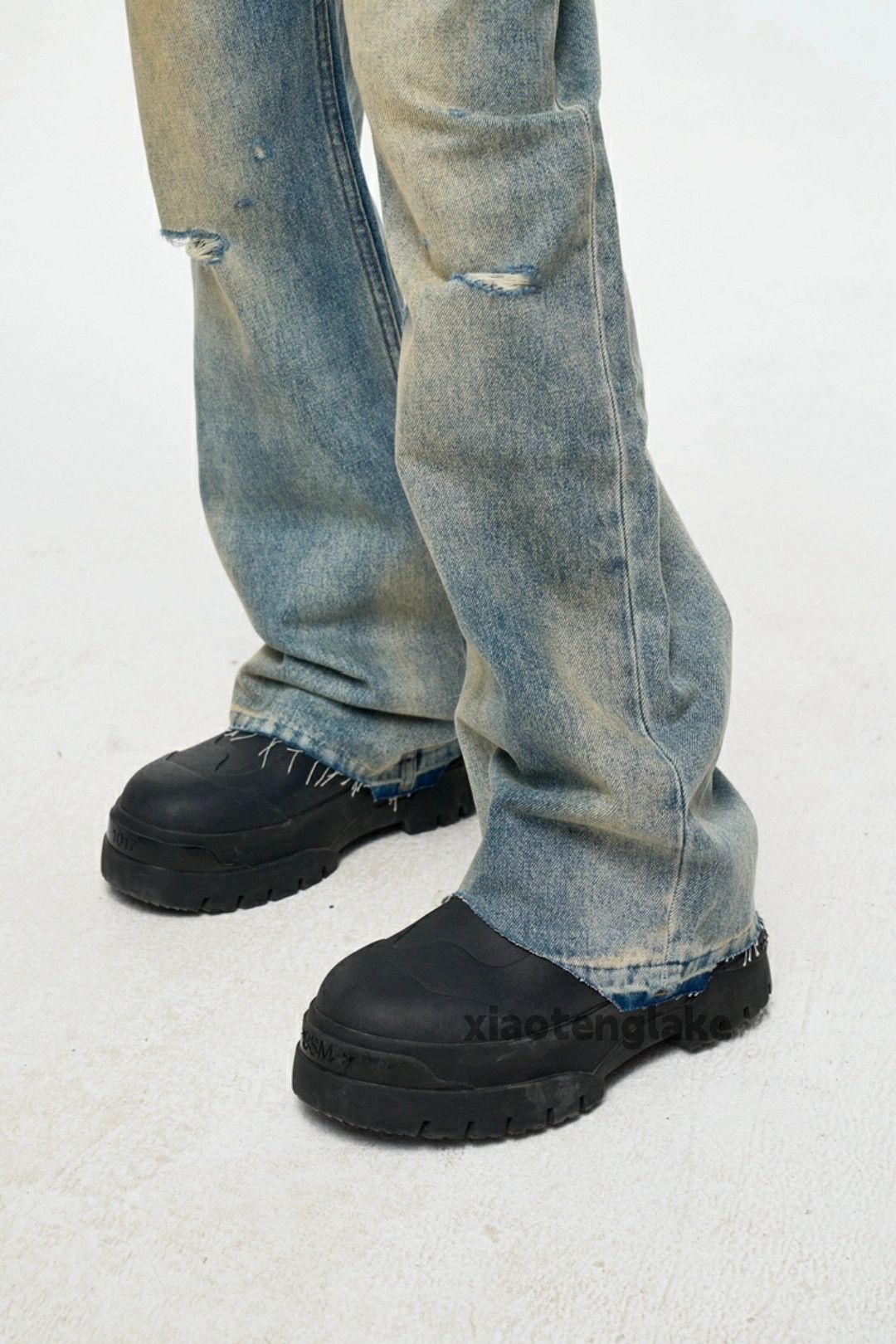 Jean × Vintage washed faded damaged ripped punk loose baggy jeans Size US 32 / EU 48 - 2 Thumbnail