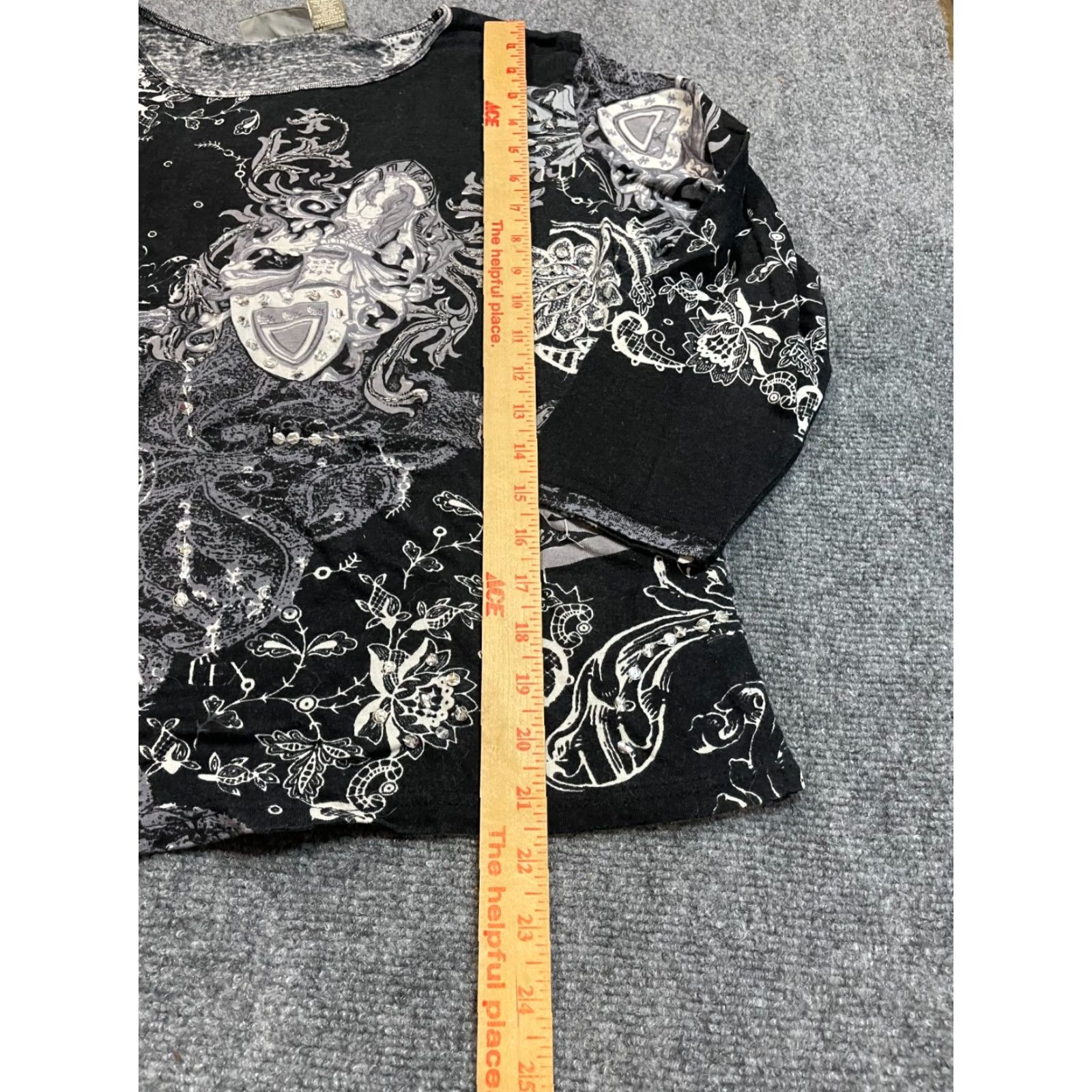 Vintage Jane Ashley Blouse Long Sleeve Black Floral Top M Womens Blouse Regular Canvas Collar Basic Casual Size M / US 6-8 / IT 42-44 - 2 Thumbnail