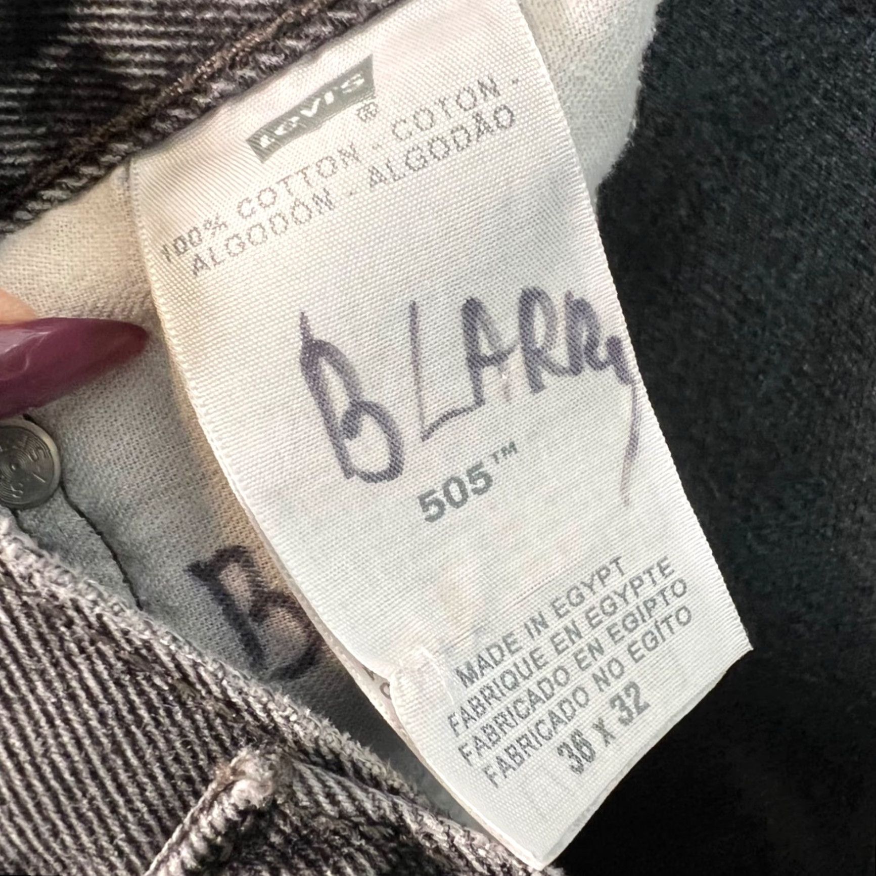 Levi's Levi's 505 Jeans Mens 36x32 Black Cotton Denim Straight Fit 5-Pocket Regular Rise Mid Vintage No N/A Size US 36 / EU 52 - 4 Thumbnail