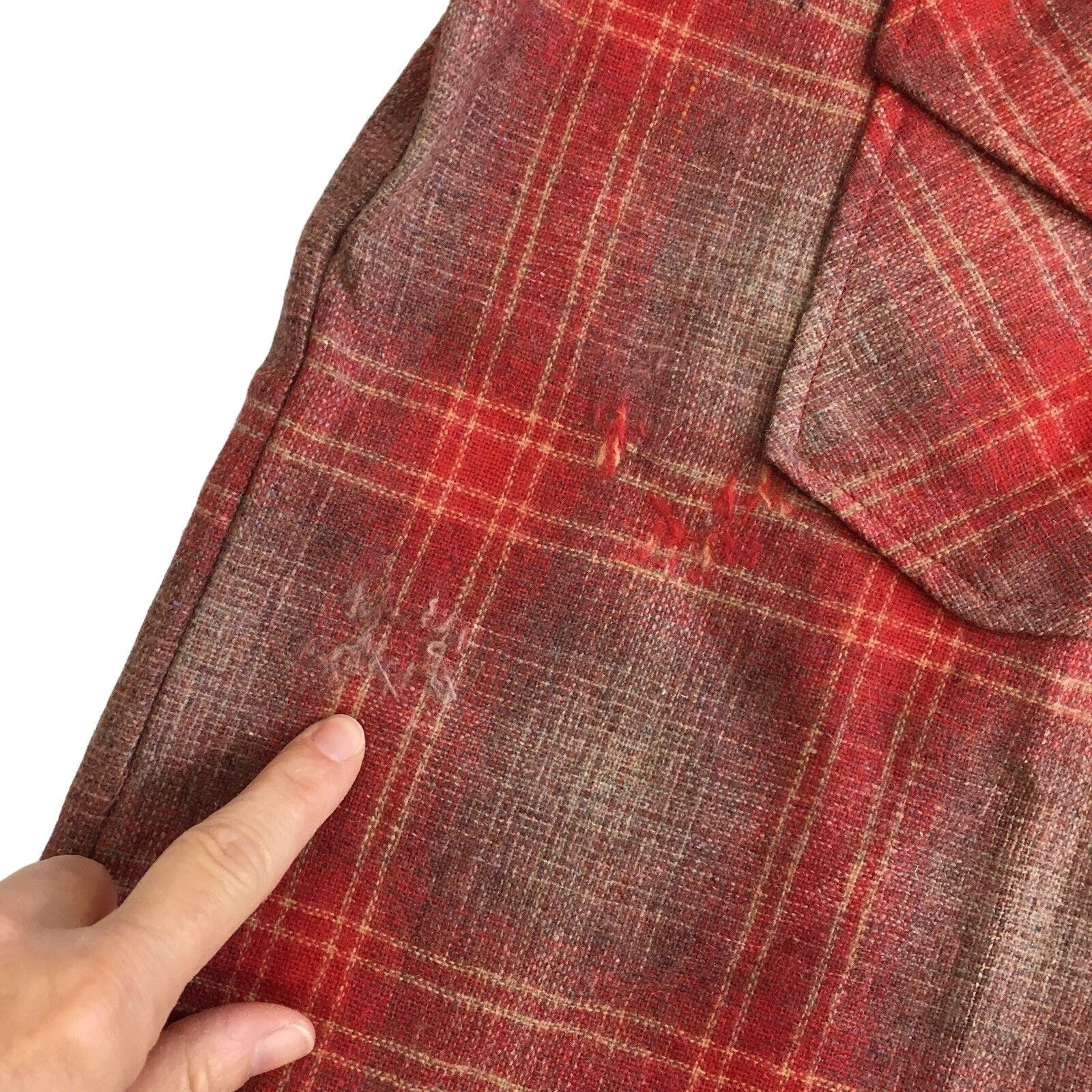 Other Vtg Cellini Red SHADOW PLAID Wool Flannel Chore Shirt Size US L / EU 52-54 / 3 - 4 Thumbnail