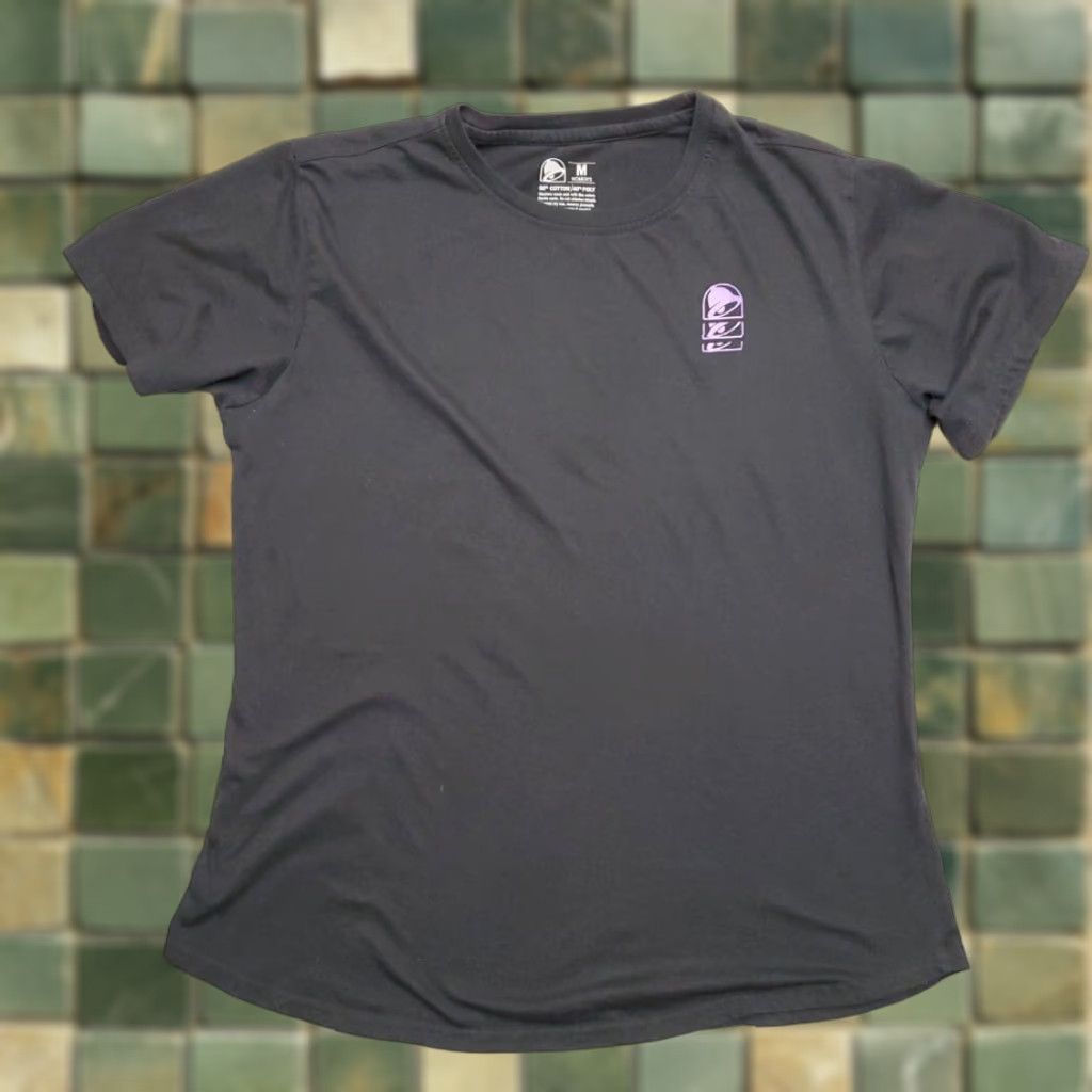 Bell Taco Johns Shirt Womens M Black Big Bell Employee Vneck Cotton Blend Casual Shirt Womens M Black 80s Graphic Print Size M / US 6-8 / IT 42-44 - 1 Thumbnail