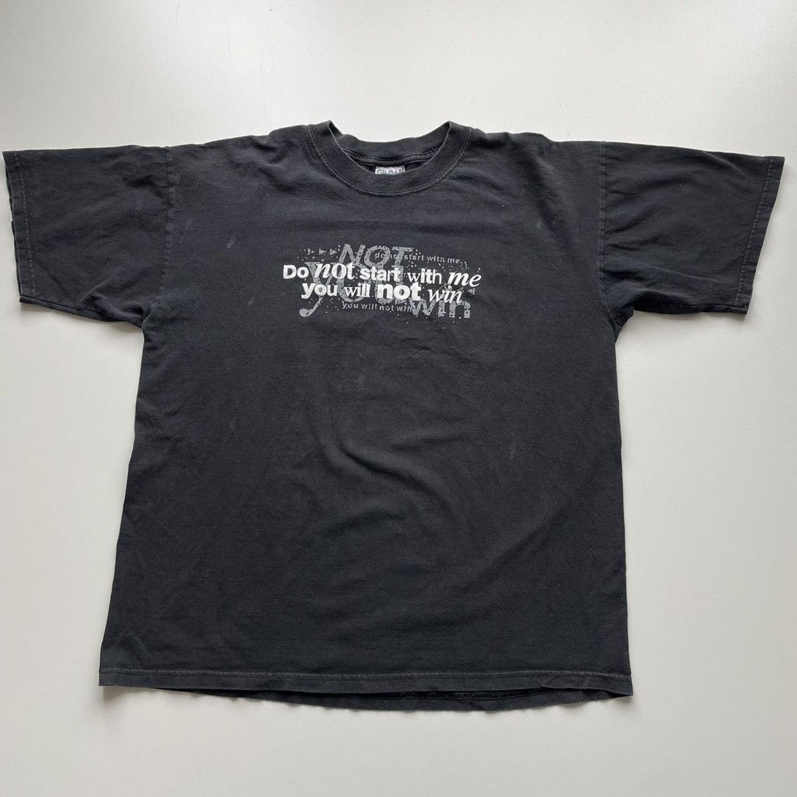 Gildan Vintage Y2K Do Not Start With Me T Shirt XL Faded Black Rare Size US XL / EU 56 / 4 - 1 Thumbnail