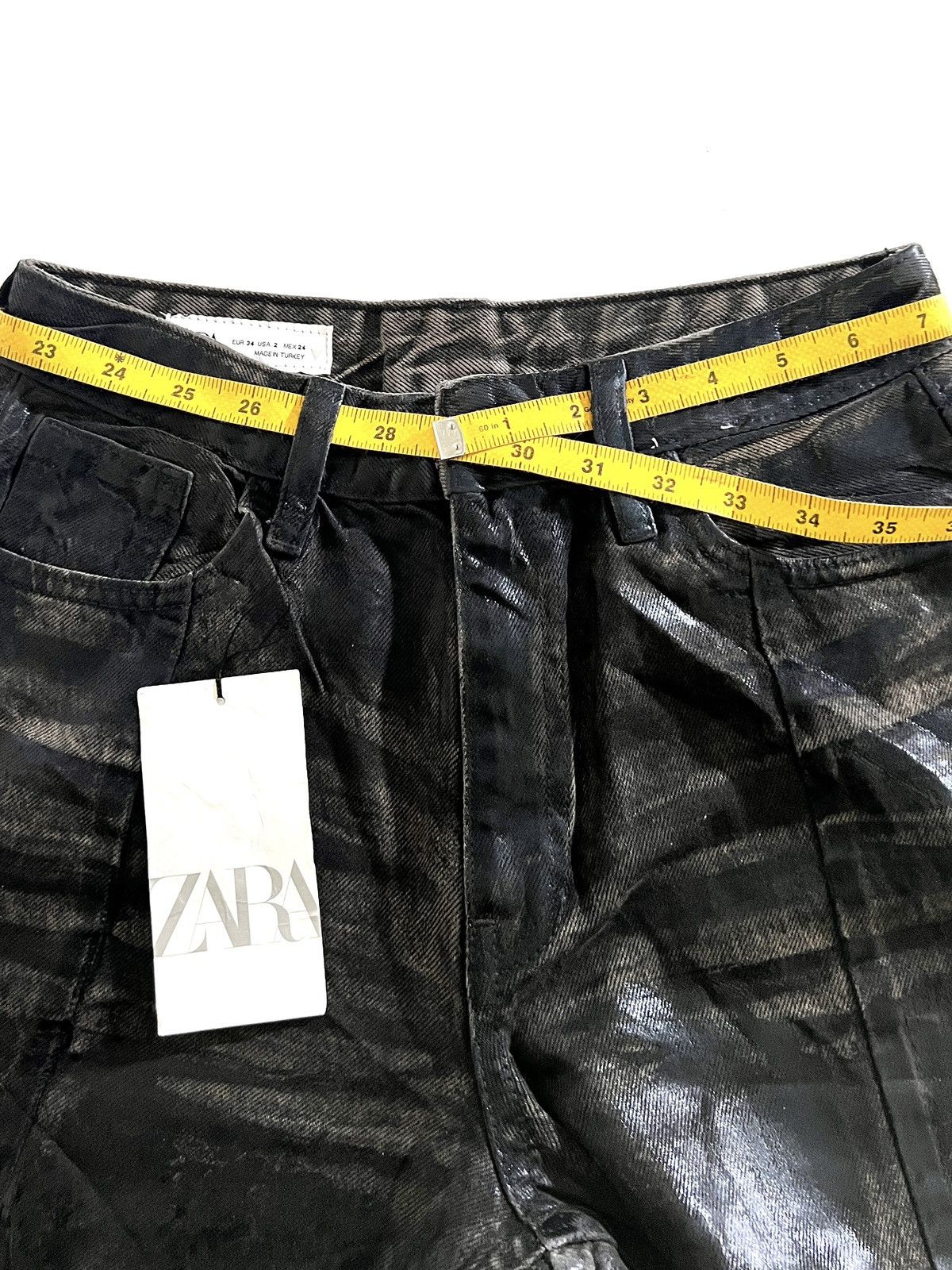 Zara Zara TRF Waxed Wide Leg Jeans with Split Hem y2k Size 28" / US 6 / IT 42 - 12 Thumbnail