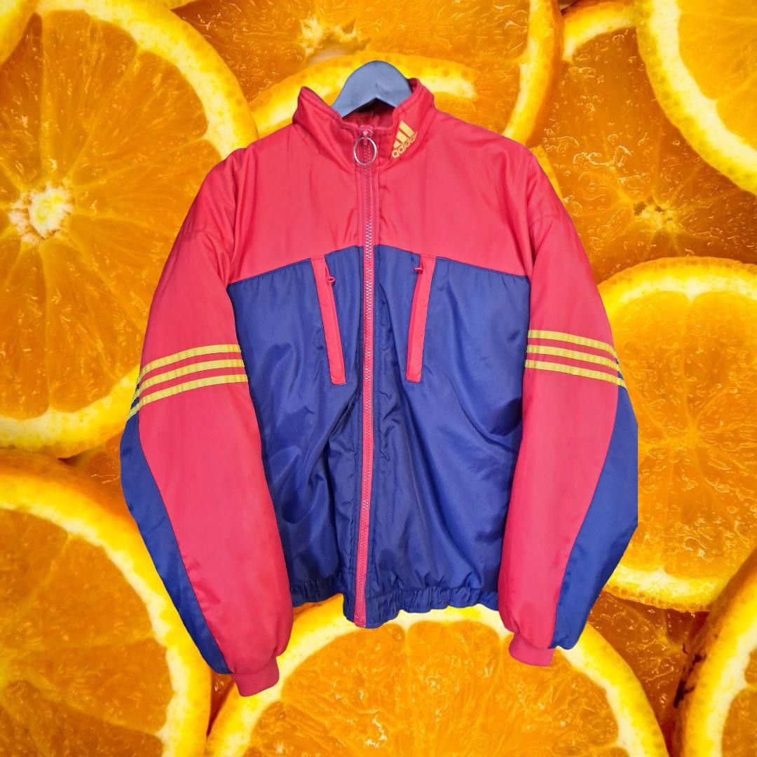 Adidas Vintage Adidas Red, Blue and Yellow Winter Puffer Coat Size Size US L / EU 52-54 / 3 - 1 Thumbnail