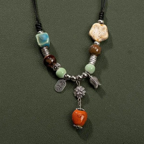 Vintage Vintage Ceramic Beads Handmade Necklace Size ONE SIZE - 4 Thumbnail