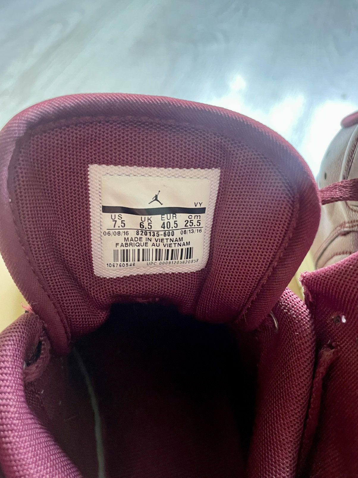 Jordan Brand × Nike Air Jordan 1 Flight 4 Night Maroon Sneakers Size US 7.5 / EU 40-41 - 6 Thumbnail