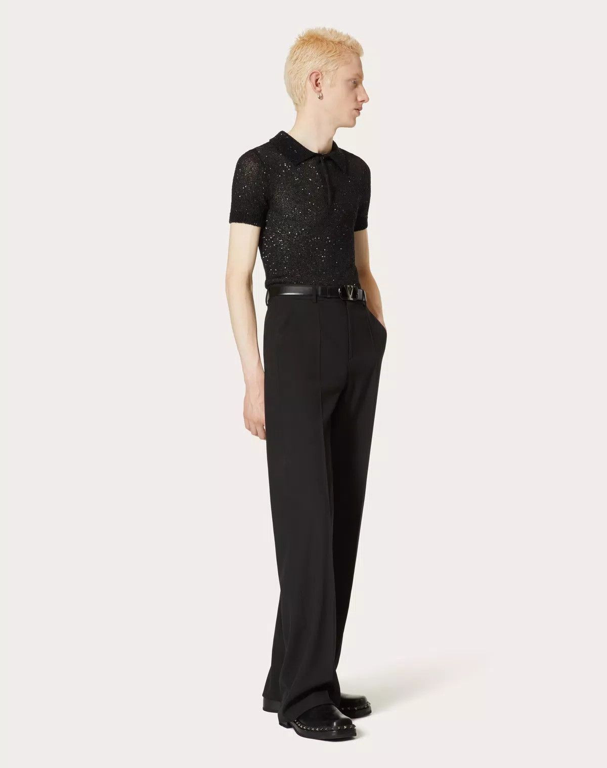 Valentino oc11z0625 Nylon Thread Polo Shirt in Black Size US L / EU 52-54 / 3 - 2 Thumbnail