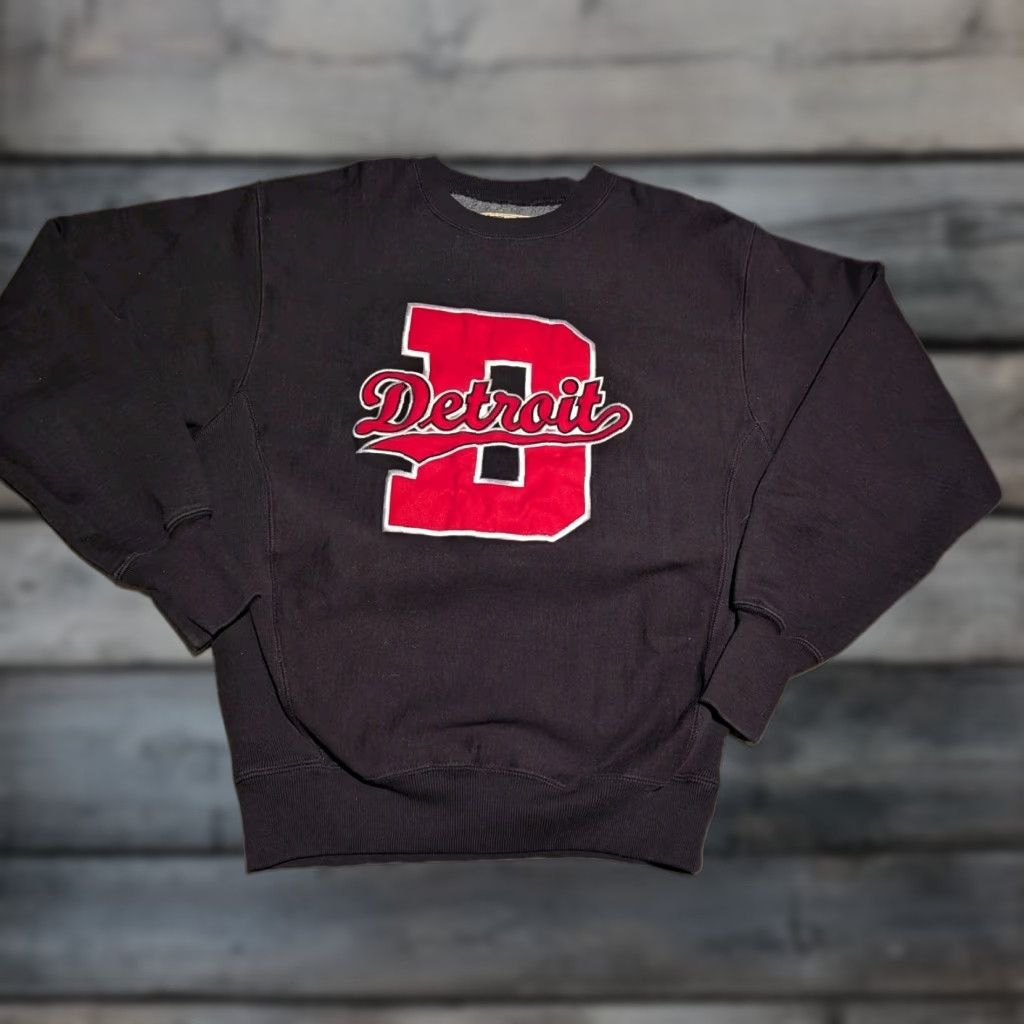 Vintage VINTAGE Steve & Barry's Detroit Crewneck Reverse Weave Sweatshirt Shirt M Black Mens 90s Detroit Team Logo Embroidered Heavyweight Pullover Size US M / EU 48-50 / 2 - 1 Thumbnail