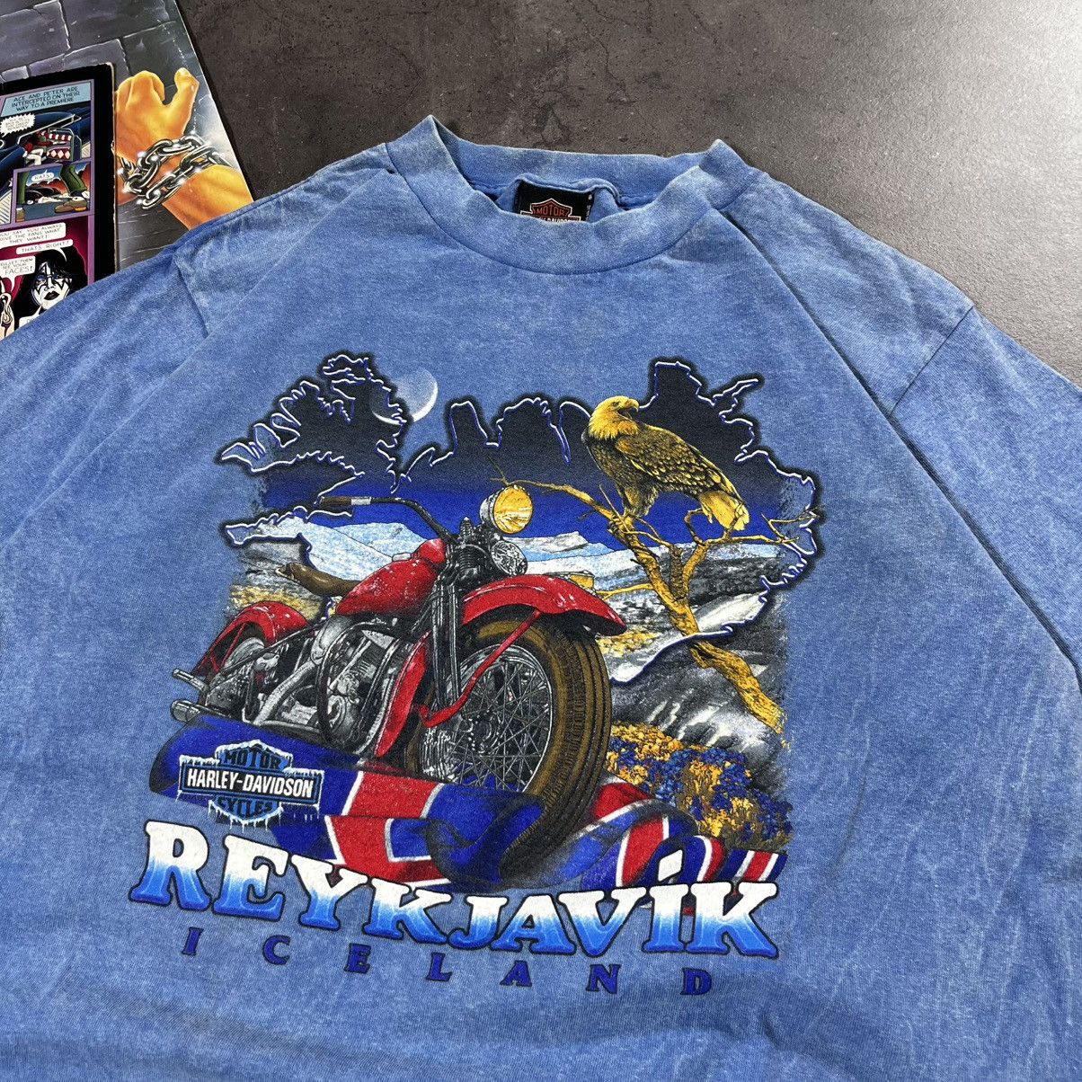 Harley Davidson Vintage 90s Harley Davidson Moto Biker Reykjavik Tee Tshirt Size US M / EU 48-50 / 2 - 3 Thumbnail