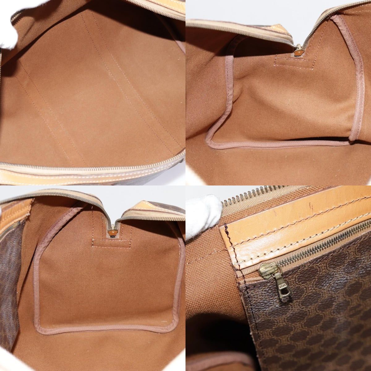 Celine CELINE Macadam Canvas Boston Bag Pvc Leather Brown Size ONE SIZE - 12 Thumbnail