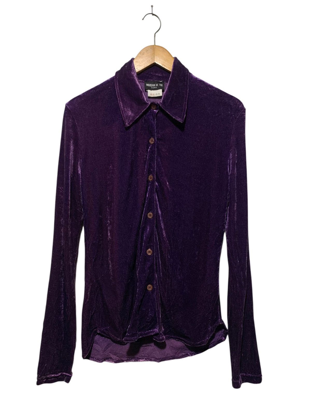 Morgan De Toi Vintage Morgan De Toi velvet purple shirt made in france Size M / US 6-8 / IT 42-44 - 2 Thumbnail