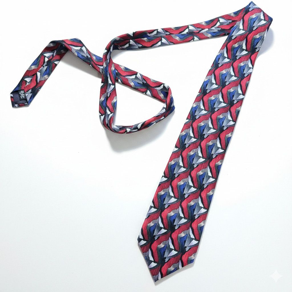 Other J. Garcia 59x3.5" Tie Vintage 100% Silk Red Grey Abstract Size ONE SIZE - 1 Thumbnail