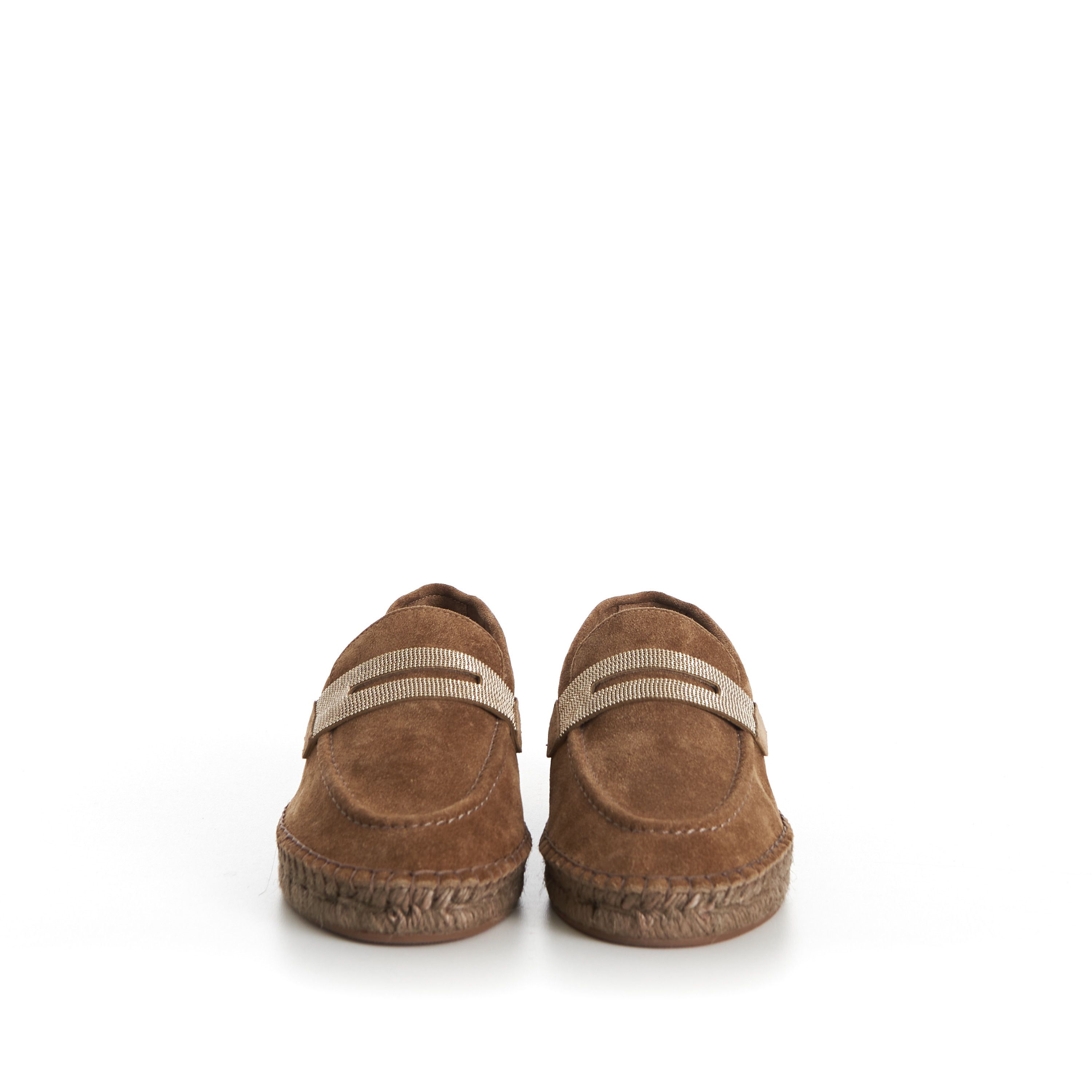 Brunello Cucinelli Suede Brown Espadrilles - Monili Chain Embroidery Size US 9 / IT 39 - 3 Thumbnail