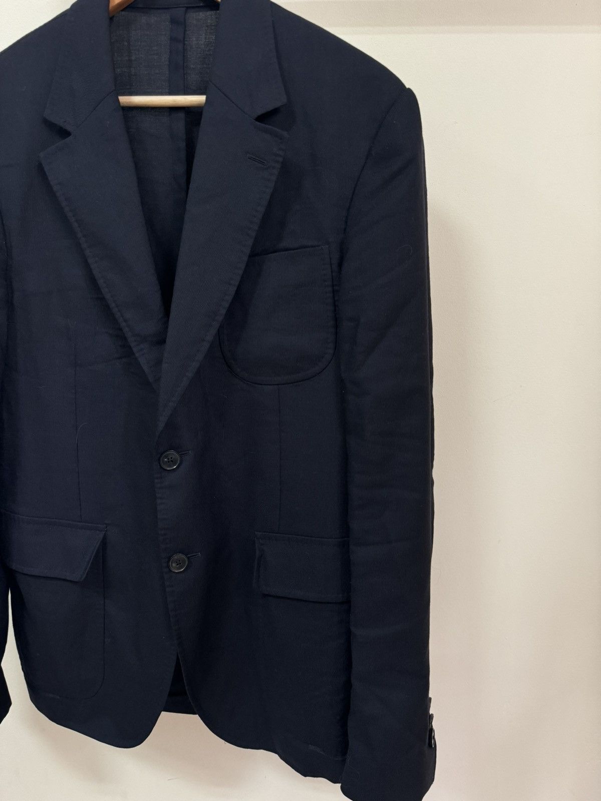 Japanese Brand Shanghai Tang Navy Wool Blazer Jacket 52 Size Size 52R - 2 Thumbnail