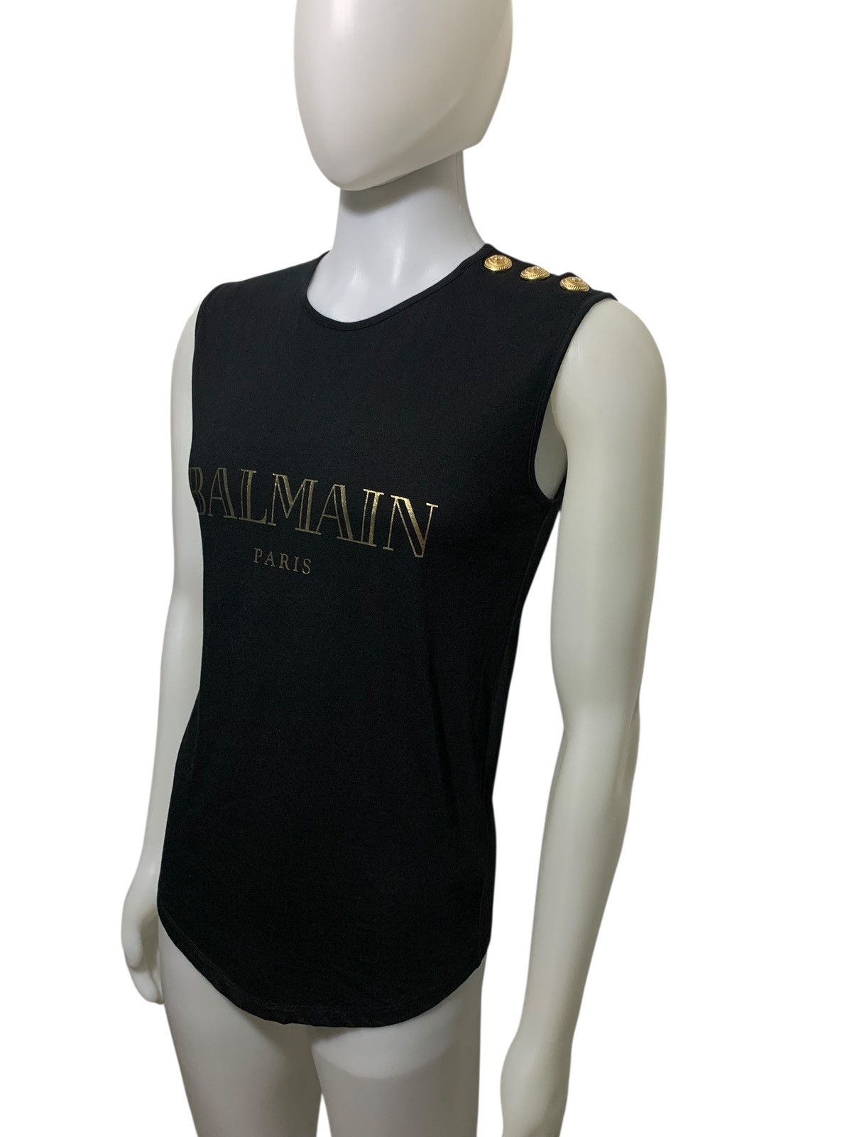 Balmain Balmain paris gold logo snap button tanktop Size US S / EU 44-46 / 1 - 4 Thumbnail