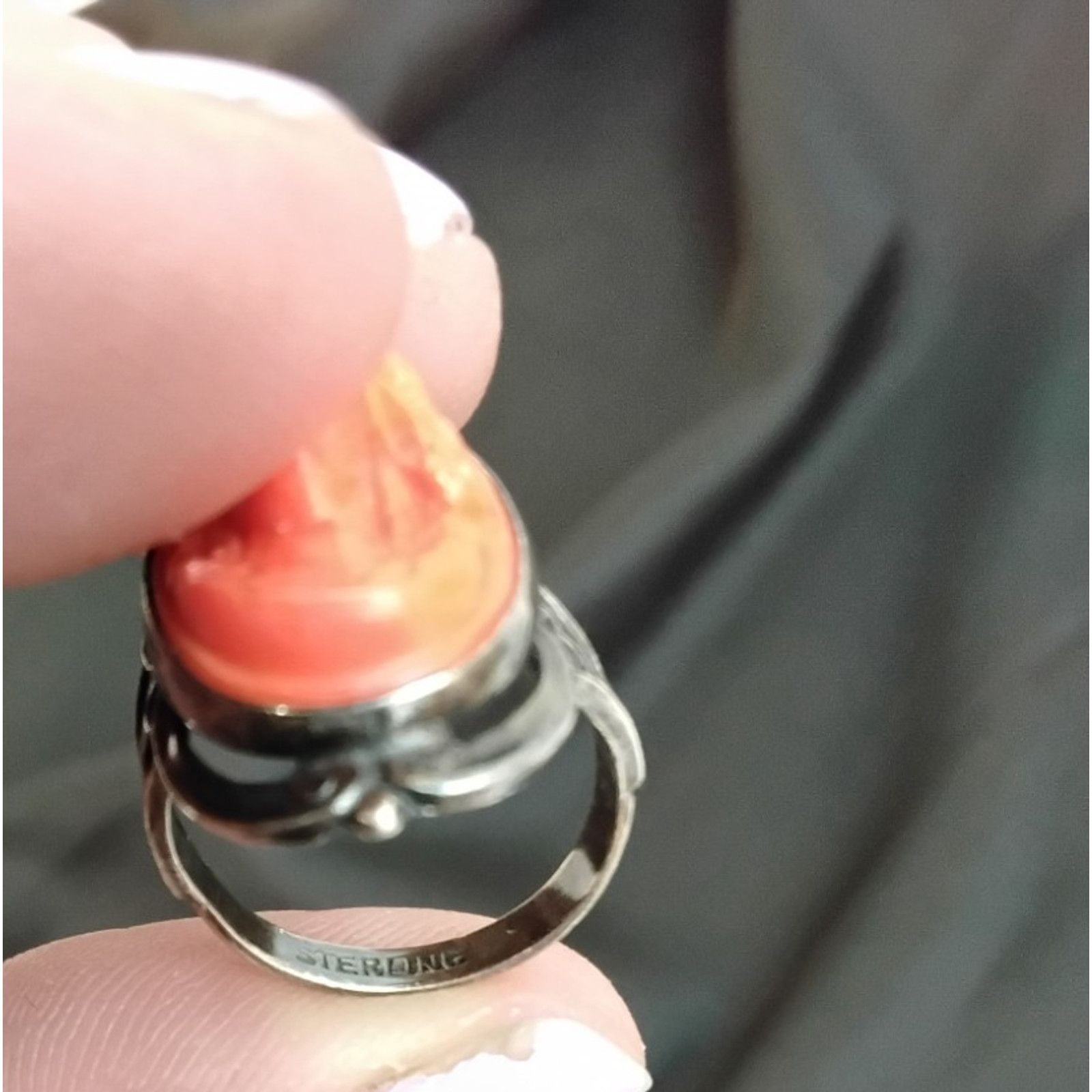 Other Antique Coral Sterling Silver Ring Cameo Size 4.5 Size ONE SIZE - 6 Thumbnail