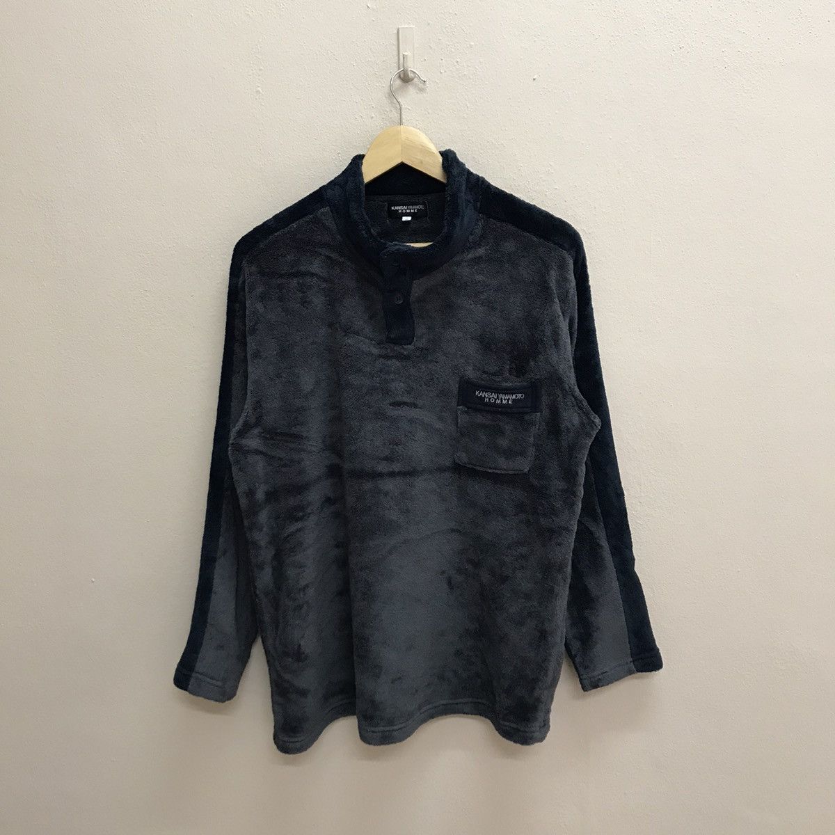 Japanese Brand × Kansai Yamamoto × Vintage Vintage Kansai Yamamoto Homme Velvet Sweater Half Button Up Size US M / EU 48-50 / 2 - 11 Thumbnail