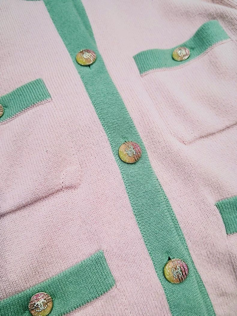 Chanel Chanel 24C pink with green edge four-pocket knitted cardig Size XS / US 0-2 / IT 36-38 - 5 Thumbnail