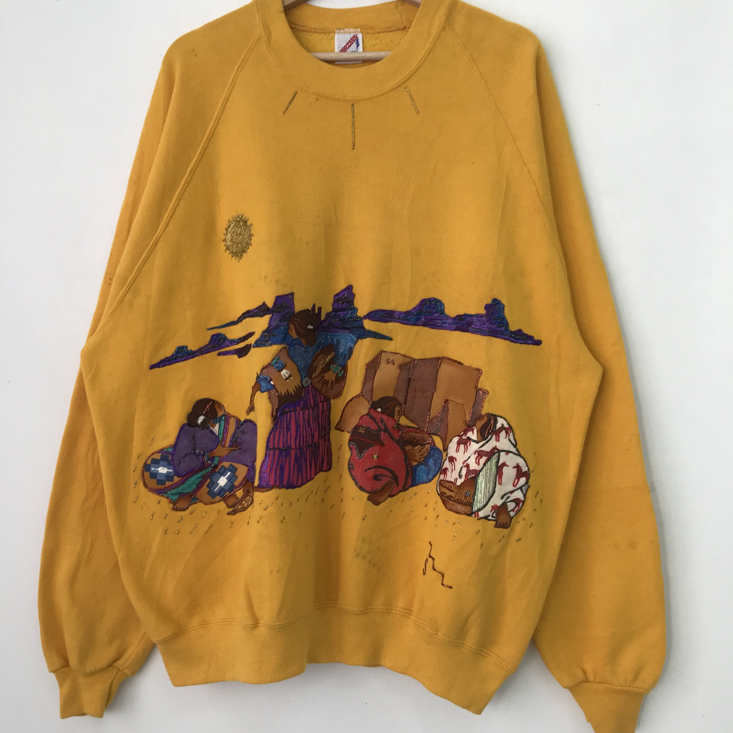 Jerzees Vintage 90s Jerzees Usa Yellow Sweatshirt - 240 Size US XXL / EU 58 / 5 - 3 Thumbnail