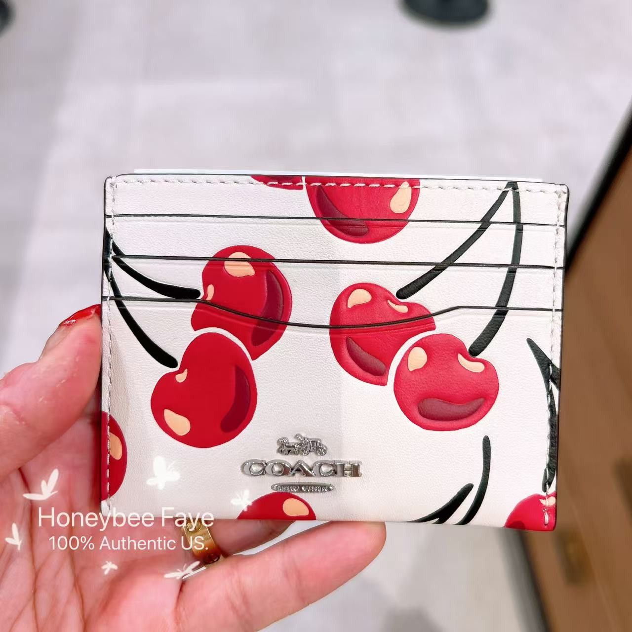 Coach NWT Coach Slim Id Card Case With Cherry Print CAA87 Size ONE SIZE - 1 Thumbnail