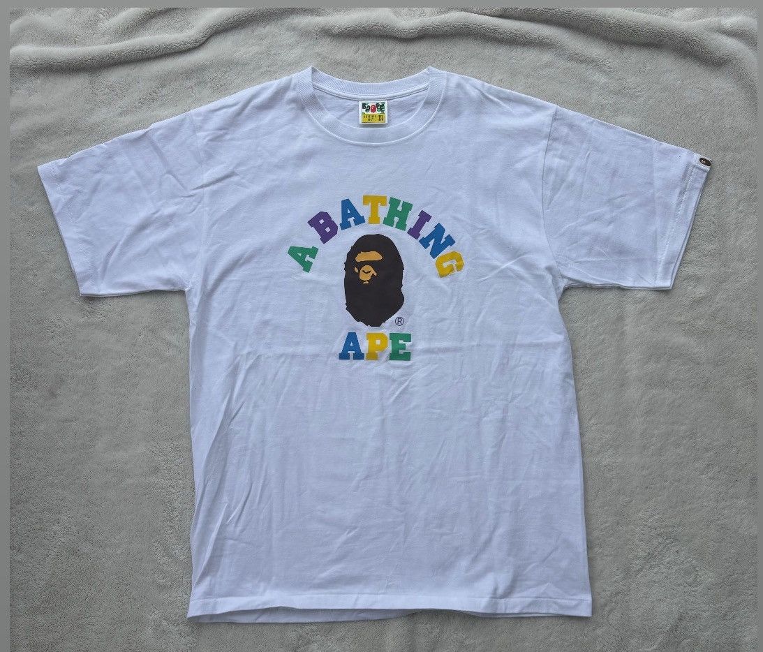 Bape Bape White Rainbow College Tee Size US XL / EU 56 / 4 - 1 Preview