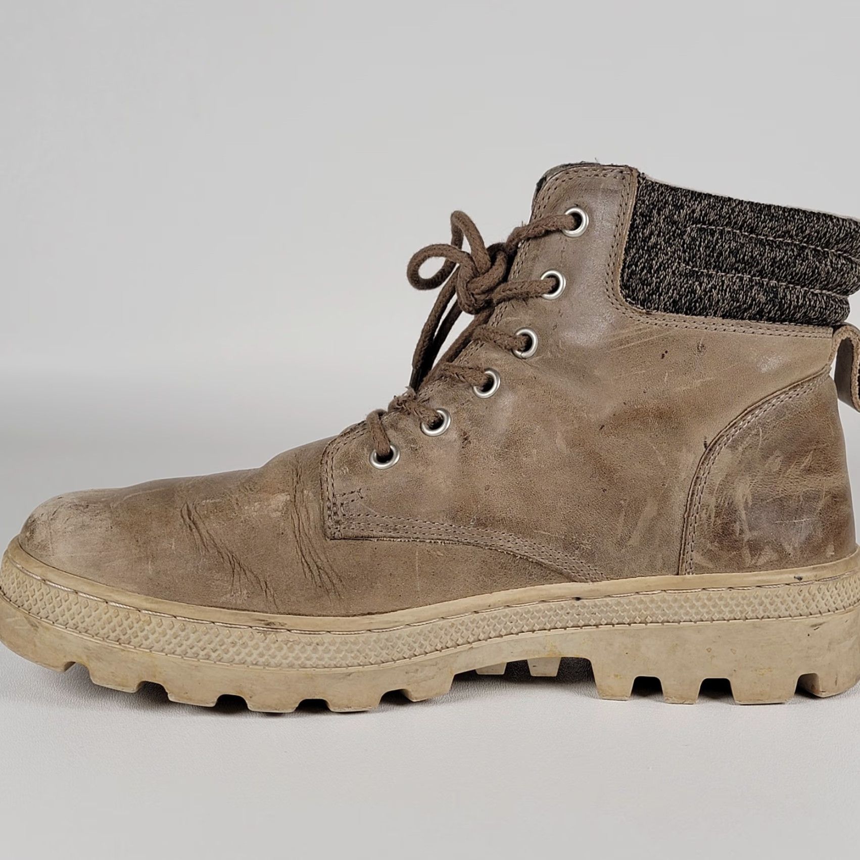Palladium Palladium Boots Women’s Lace-Up Ankle Size 9.5 Tan Leather/Fabric Combat Block Heel Womens Shoes Size US 8 / IT 38 - 5 Thumbnail
