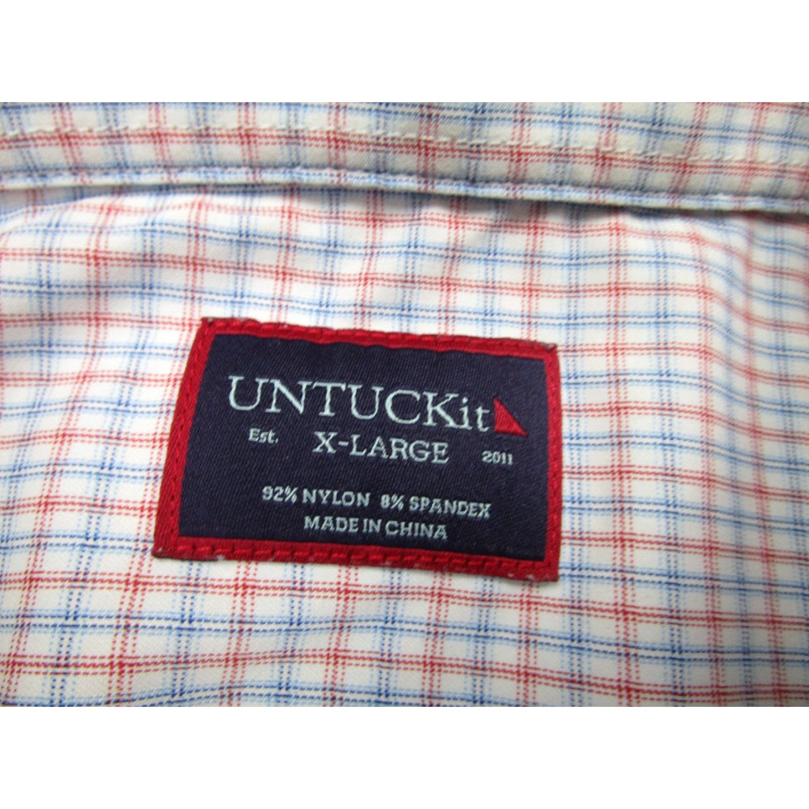 UNTUCKit UNTUCKit Shirt Mens XL White Red Blue Check Long Sleeve Stretch Button Front Size US XL / EU 56 / 4 - 5 Thumbnail