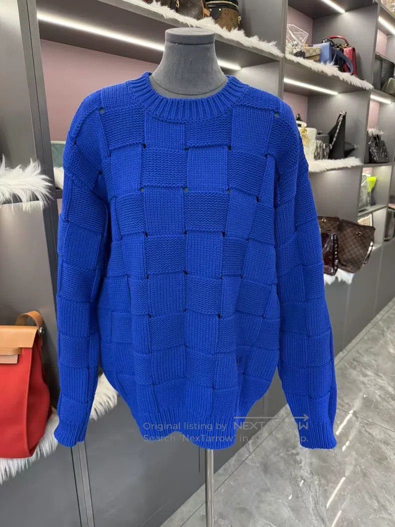 Louis Vuitton Louis Vuitton Klein Blue Woven Checker Sweater Size US L / EU 52-54 / 3 - 2 Thumbnail
