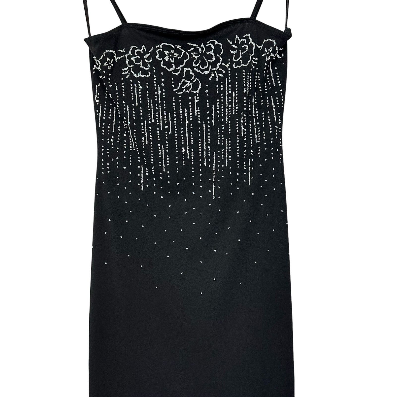 Vintage 90s Vntg Taboo Sequin Black Ruffle High Low Slip Dress Lg Size L / US 10 / IT 46 - 7 Thumbnail