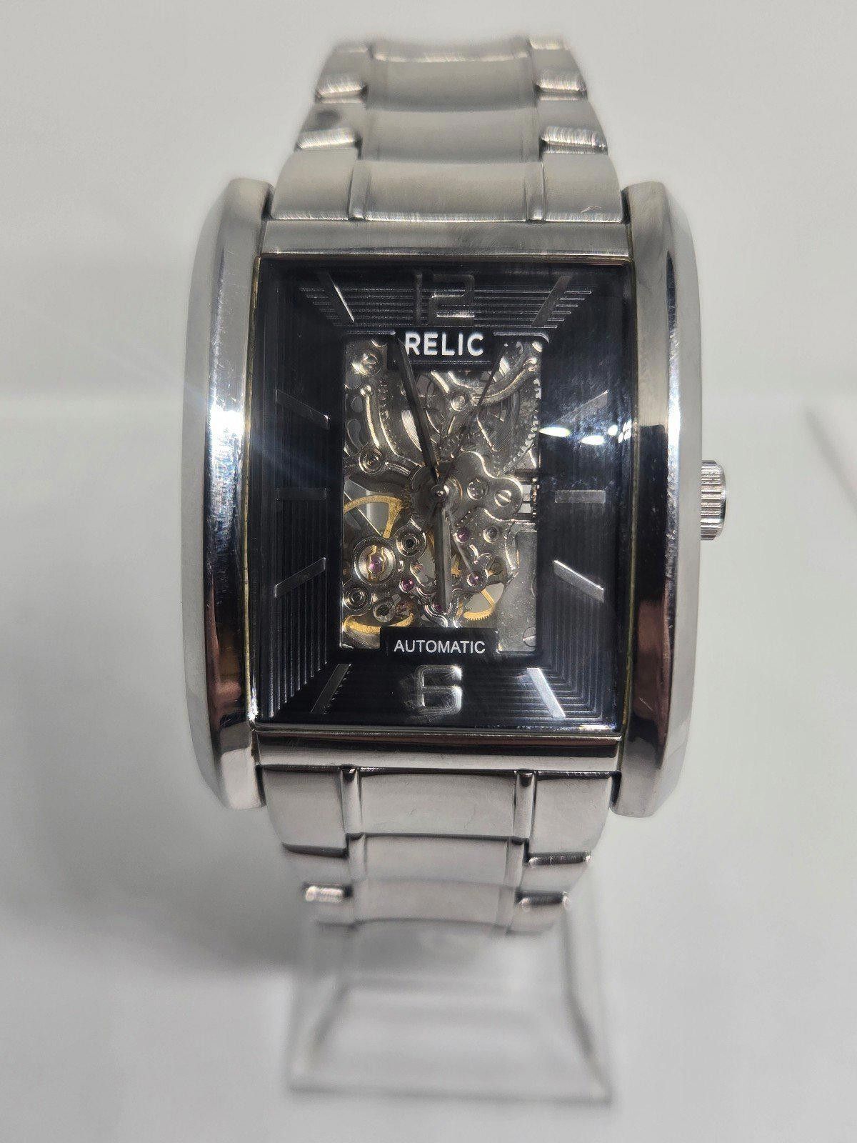 Huge Relic Zr77234 Automatic Skeleton Watch. Exhibition in Black, Men's