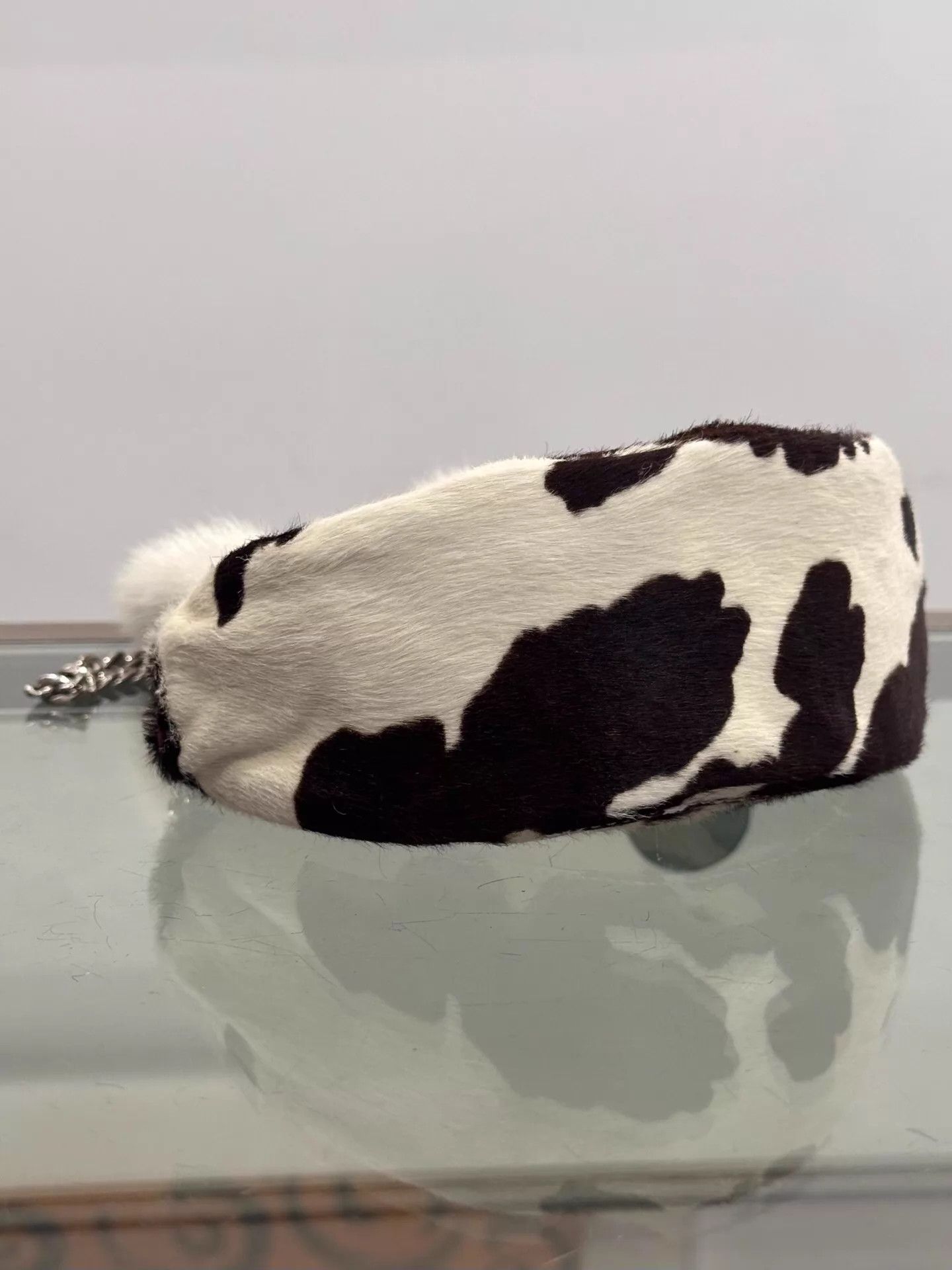Miu Miu MIU MIU Colorblocked Cow Print Logo Horse Fur Tassel Bag Size ONE SIZE - 5 Thumbnail