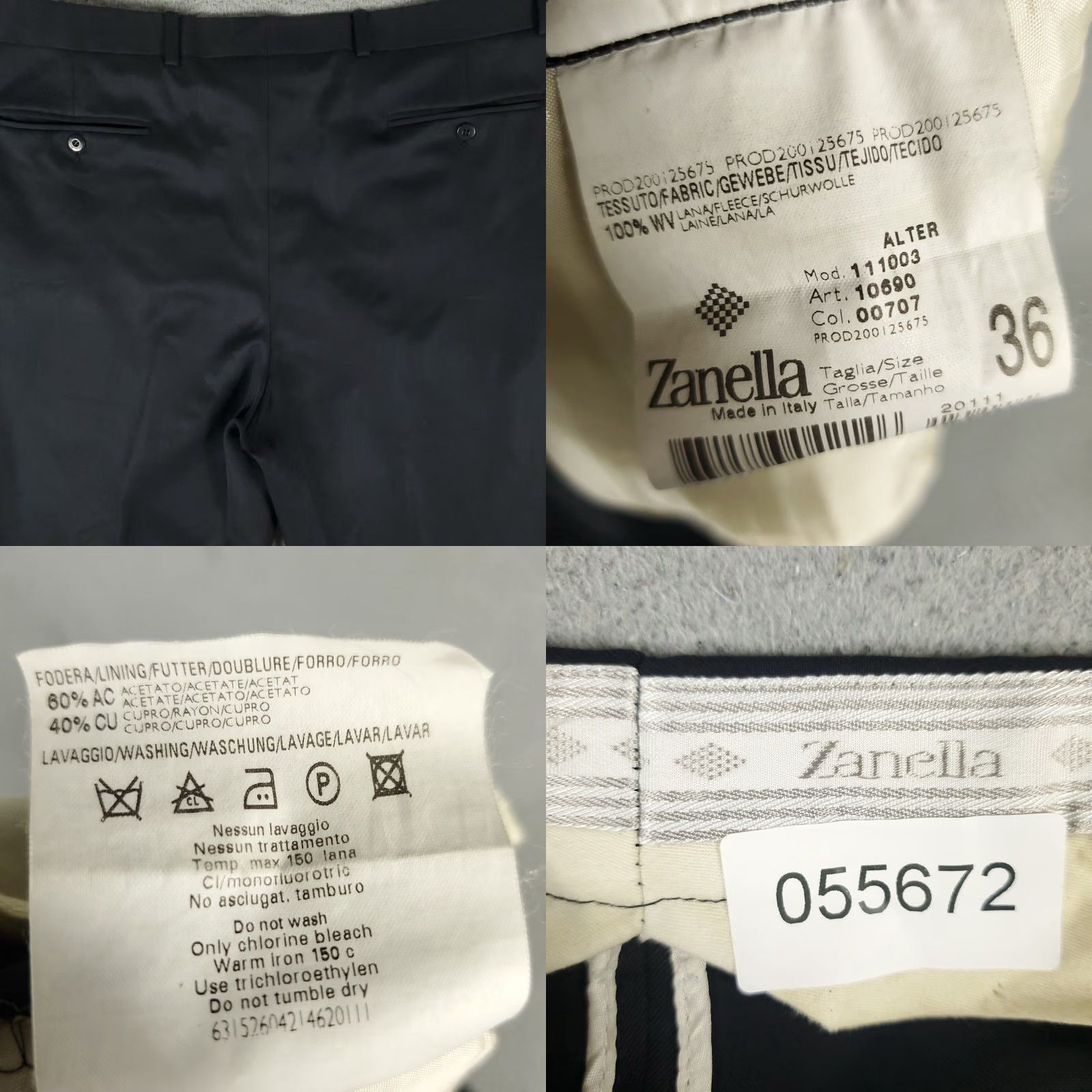 Zanella Zanella Dress Pants Mens 36x30 Black Pleated Trousers Regular Fit Size US 36 / EU 52 - 8 Thumbnail
