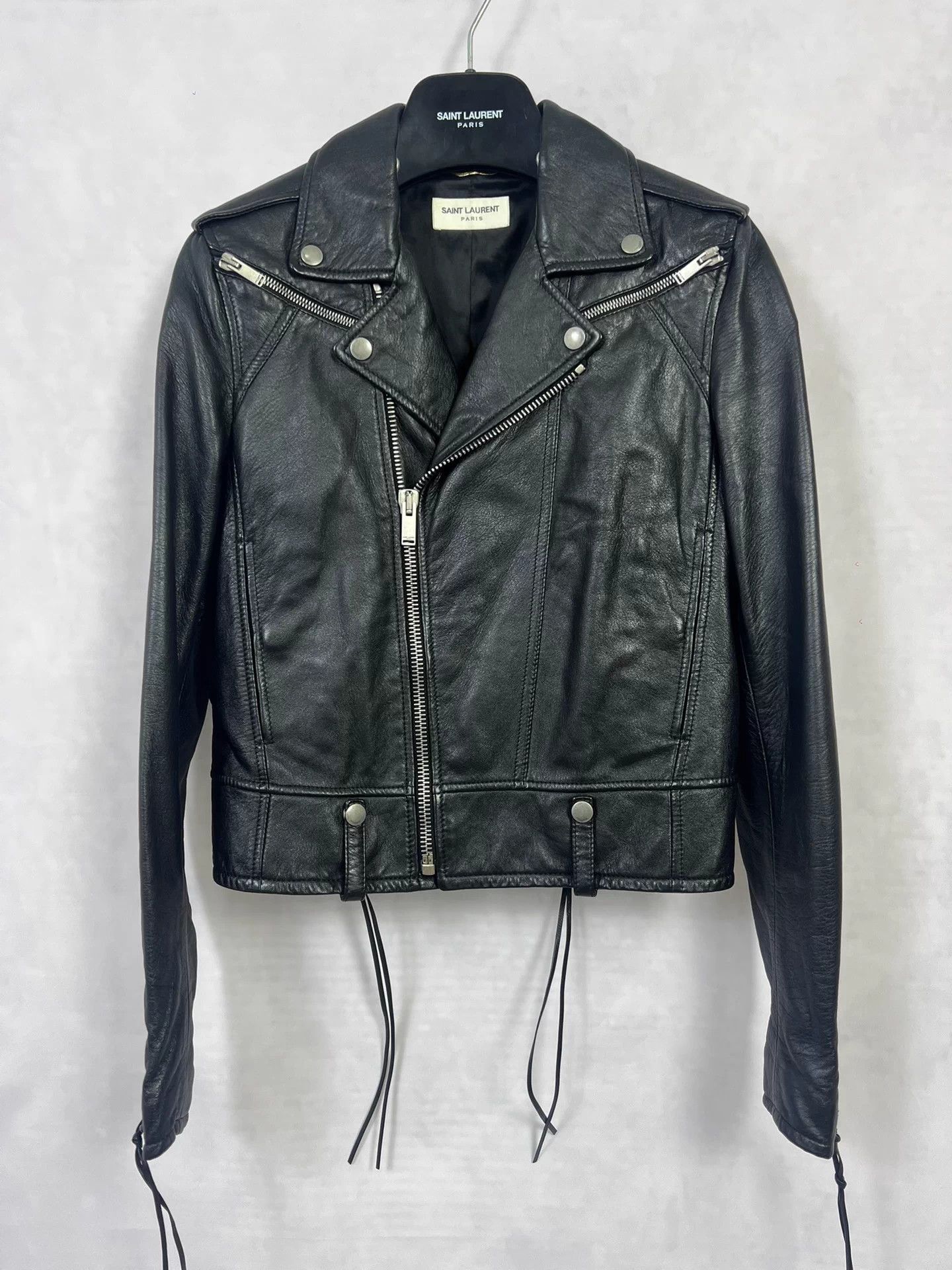Saint Laurent Paris SLP 17fw Double Zip Black Lambskin F36 Moto Jacket Size XS / US 0-2 / IT 36-38 - 1 Thumbnail