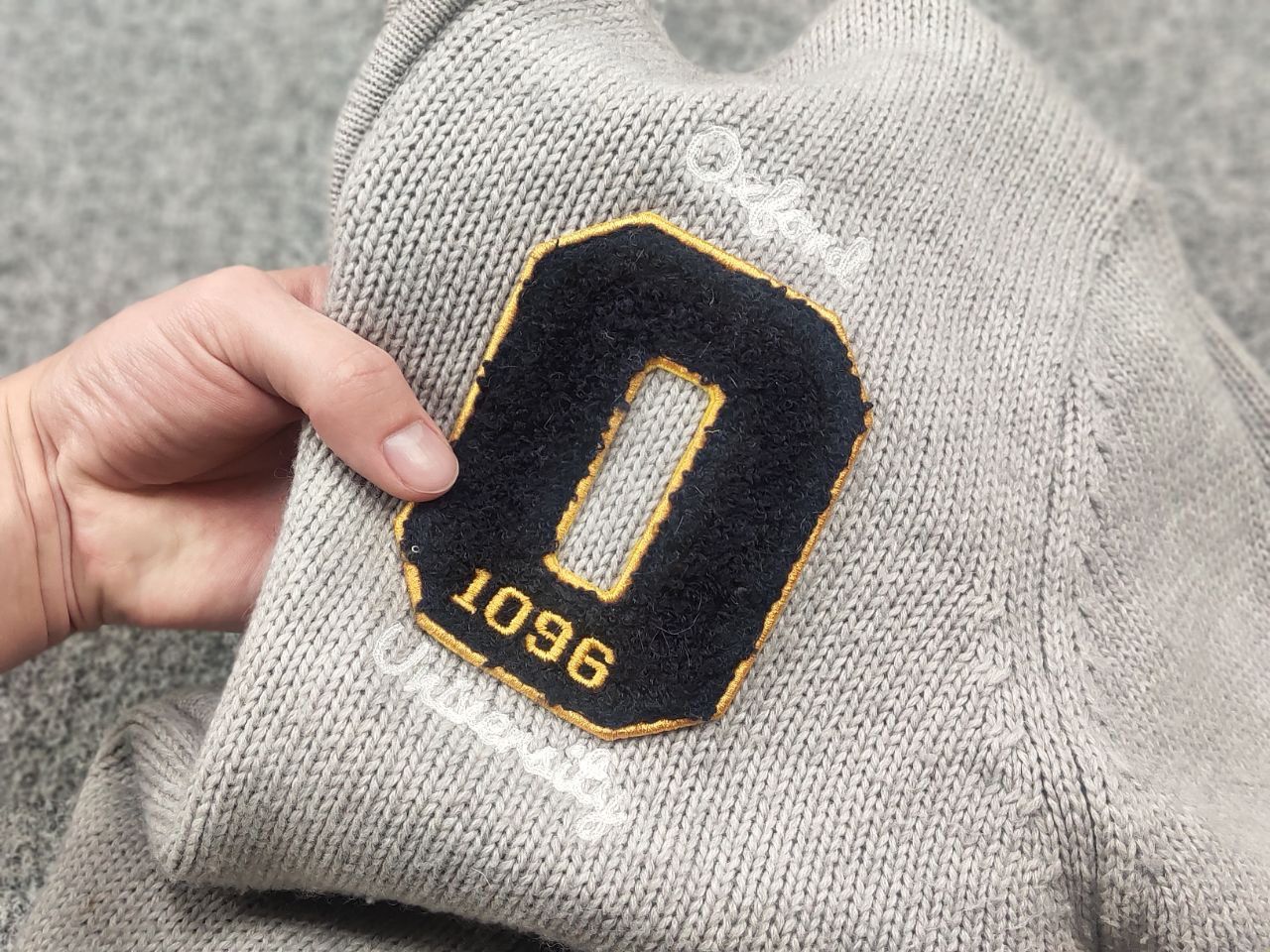 Oxxford Clothes Vintage Oxford University Pulover Logo Knit Zip Gray Sweater Size US L / EU 52-54 / 3 - 13 Thumbnail